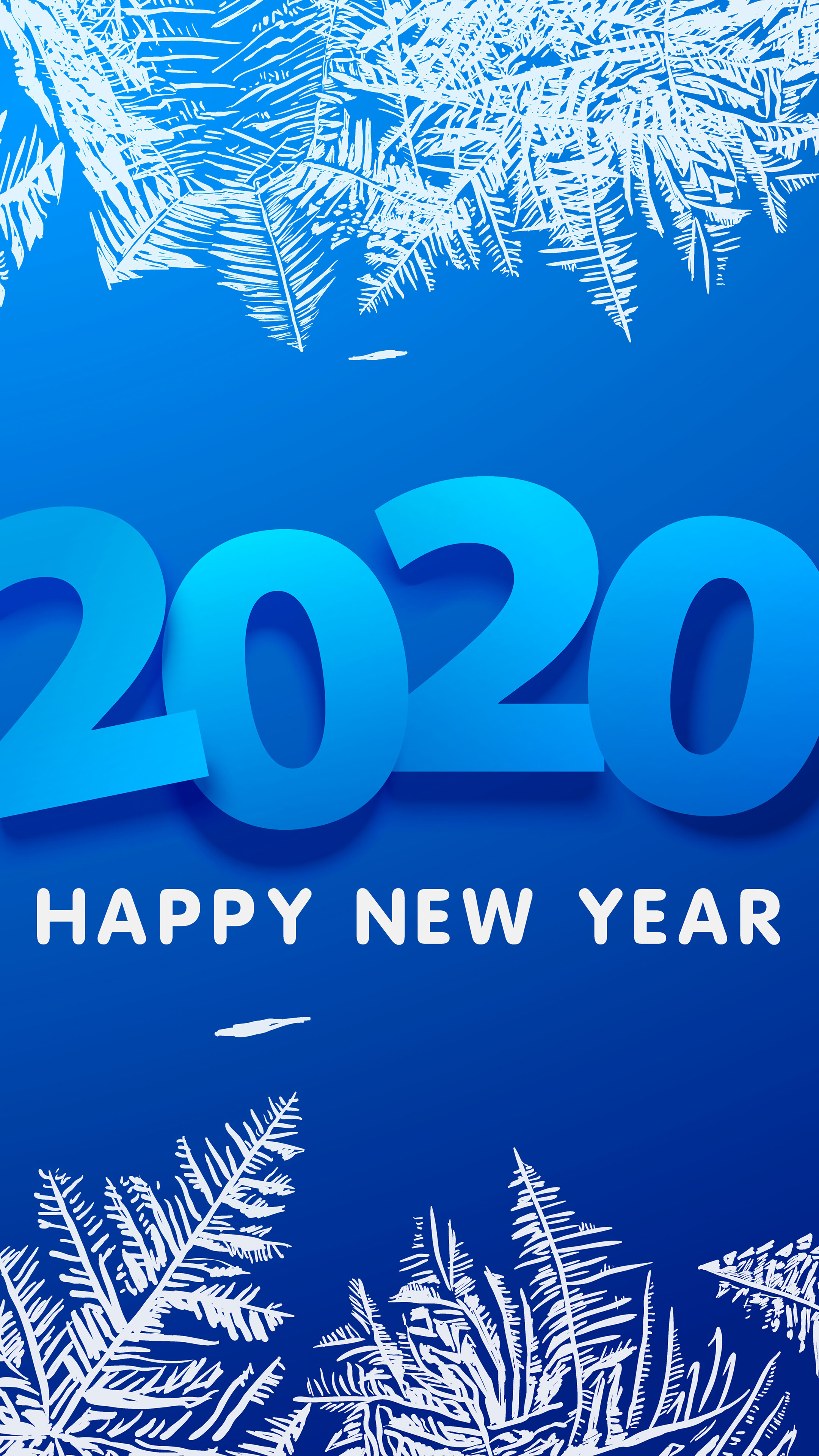 2020 Happy New Year Frosty Design HD Phone Wallpaper