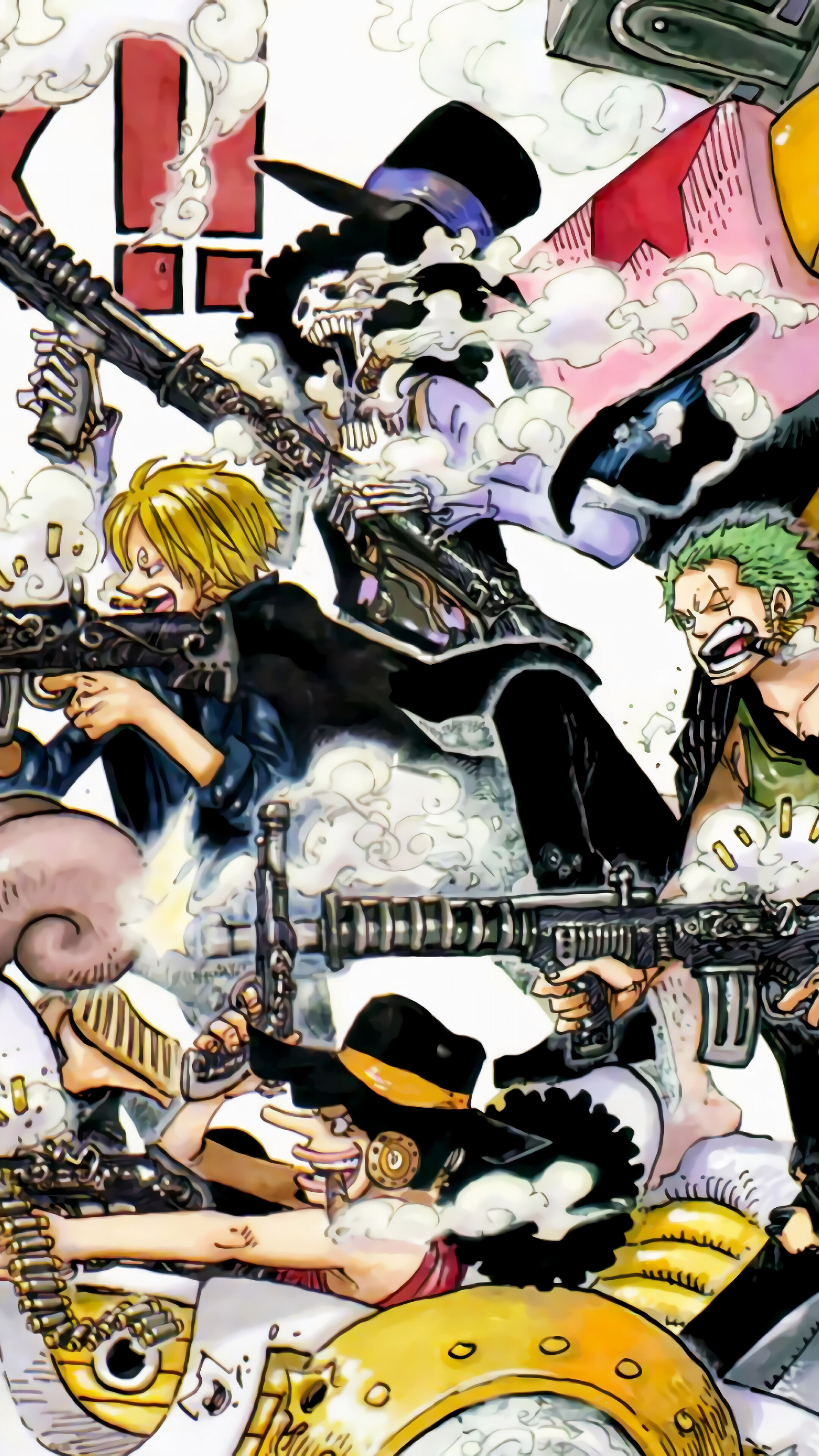 Straw Hat Pirates from One Piece with guns HD Phone Wallpaper