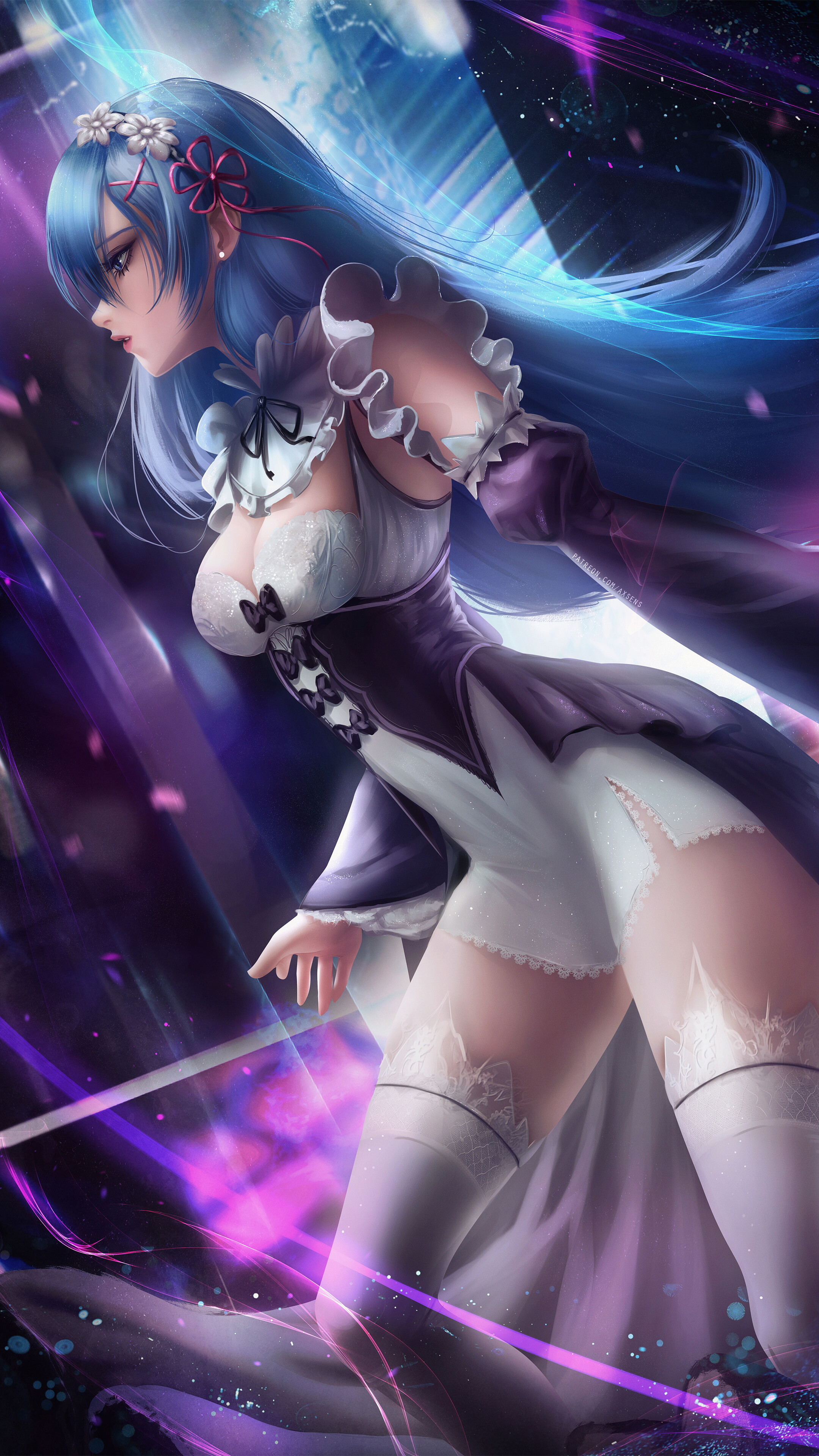 Rem, Re:Zero, Anime, Girl, Maid, 4k HD Phone Wallpaper