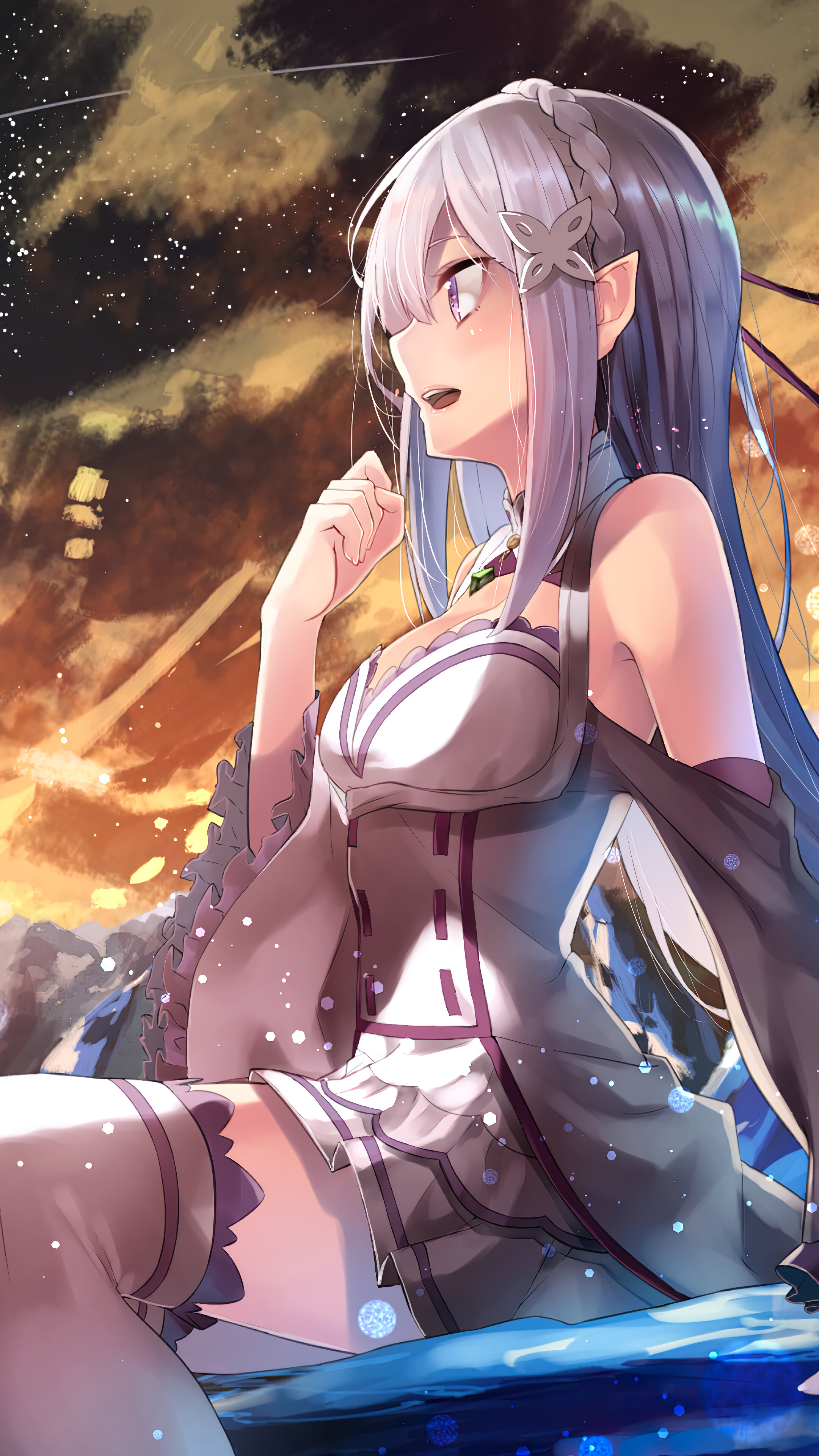 Emilia from Re:Zero in 4K HD Phone Wallpaper