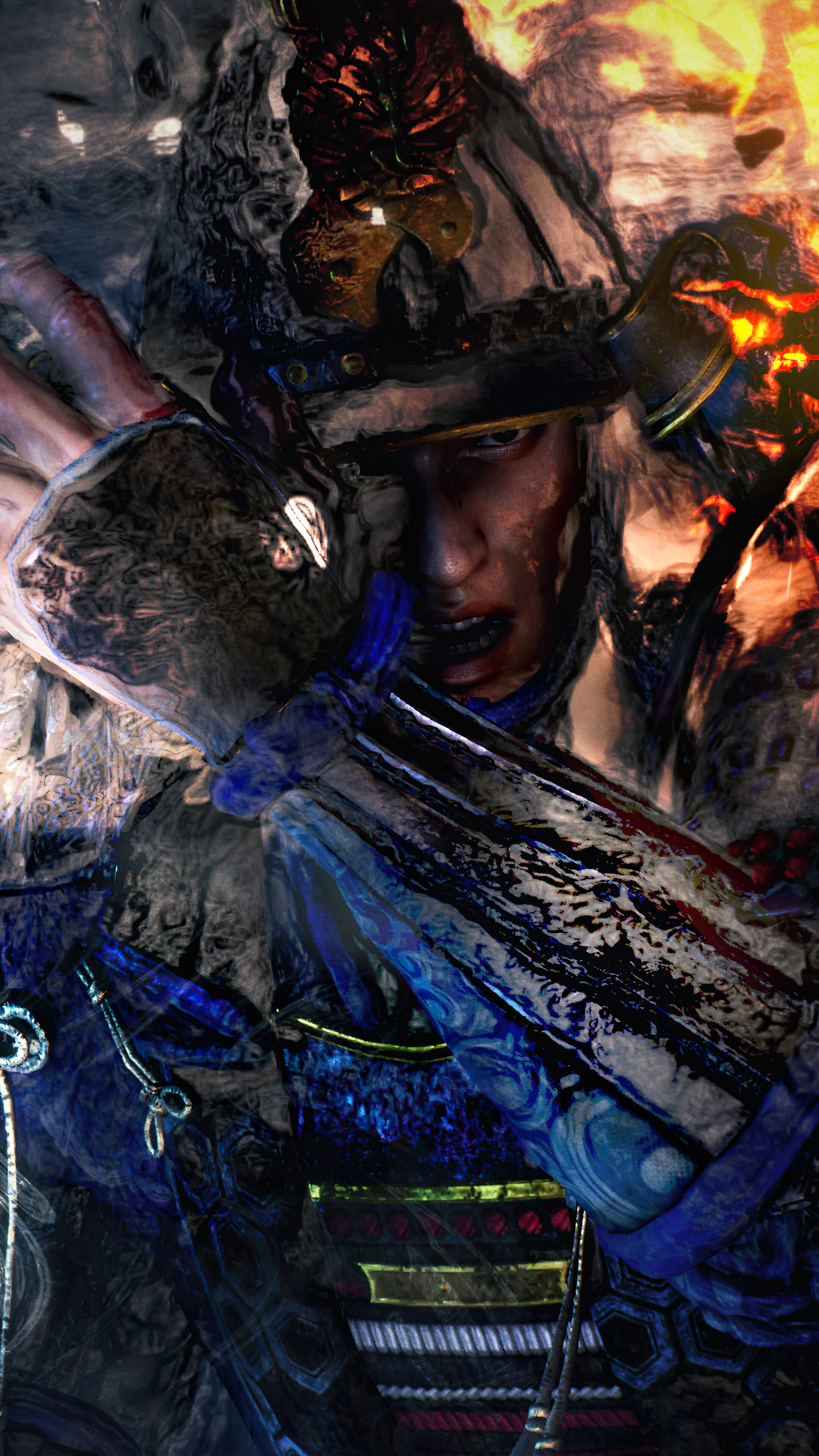Samurai in Nioh 2 with Yokai Transformation HD Phone Wallpaper