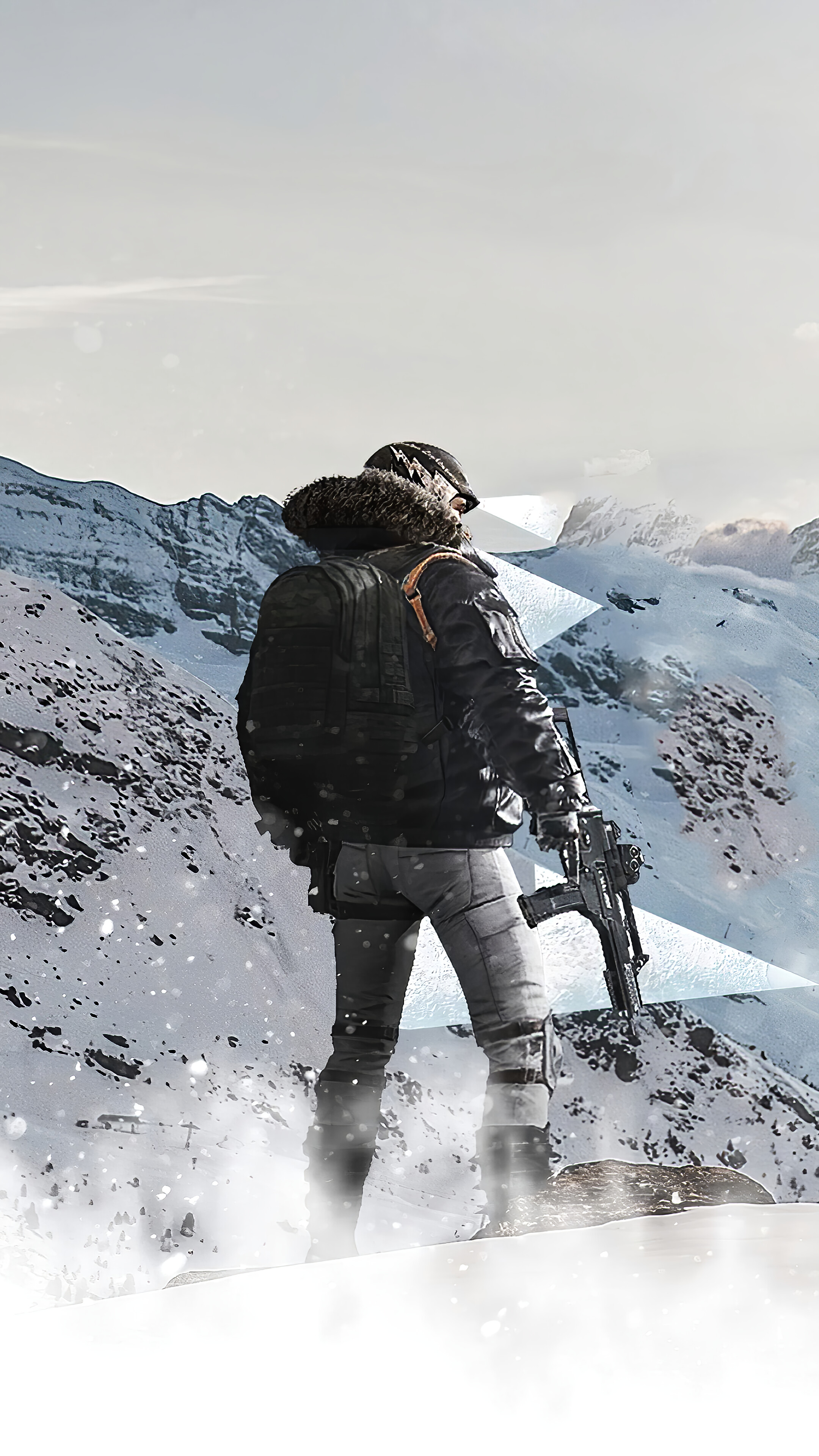 PlayerUnknowns Battlegrounds character in snowy mountains 4K HD Phone Wallpaper
