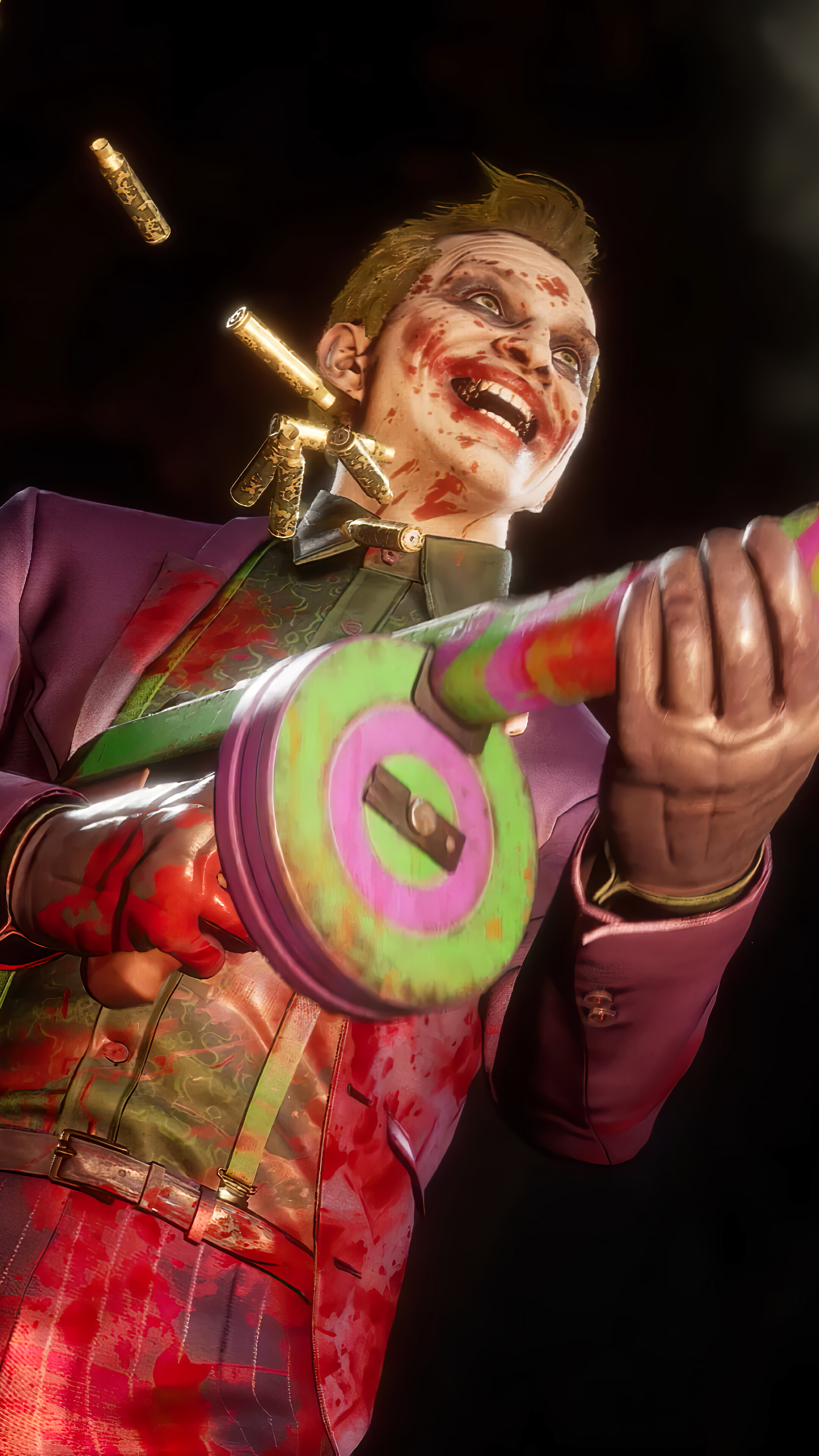 Joker from Mortal Kombat 11 with a submachine gun HD Phone Wallpaper