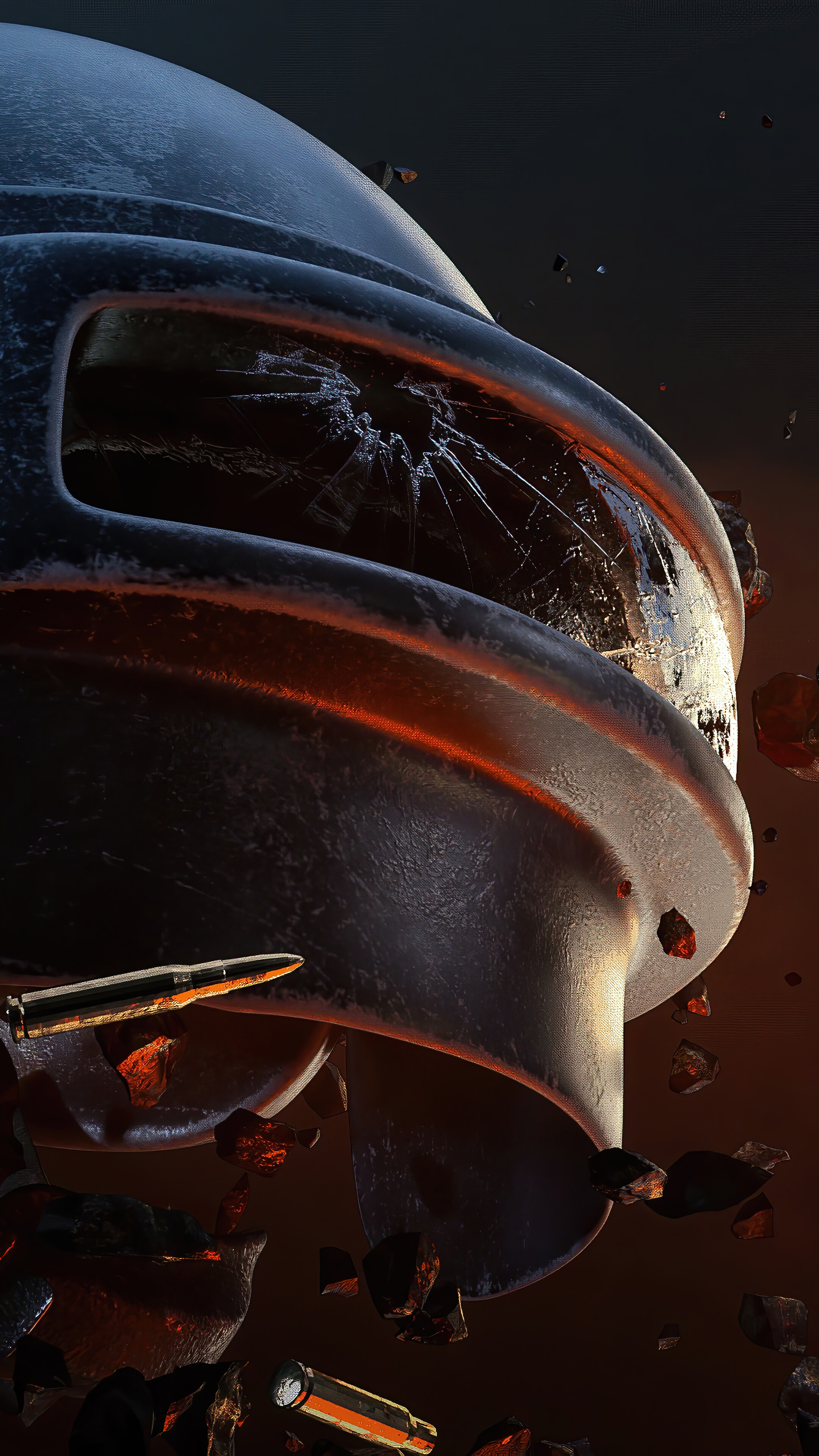 PUBG Helmet with Bullet and Debris 4K HD Phone Wallpaper