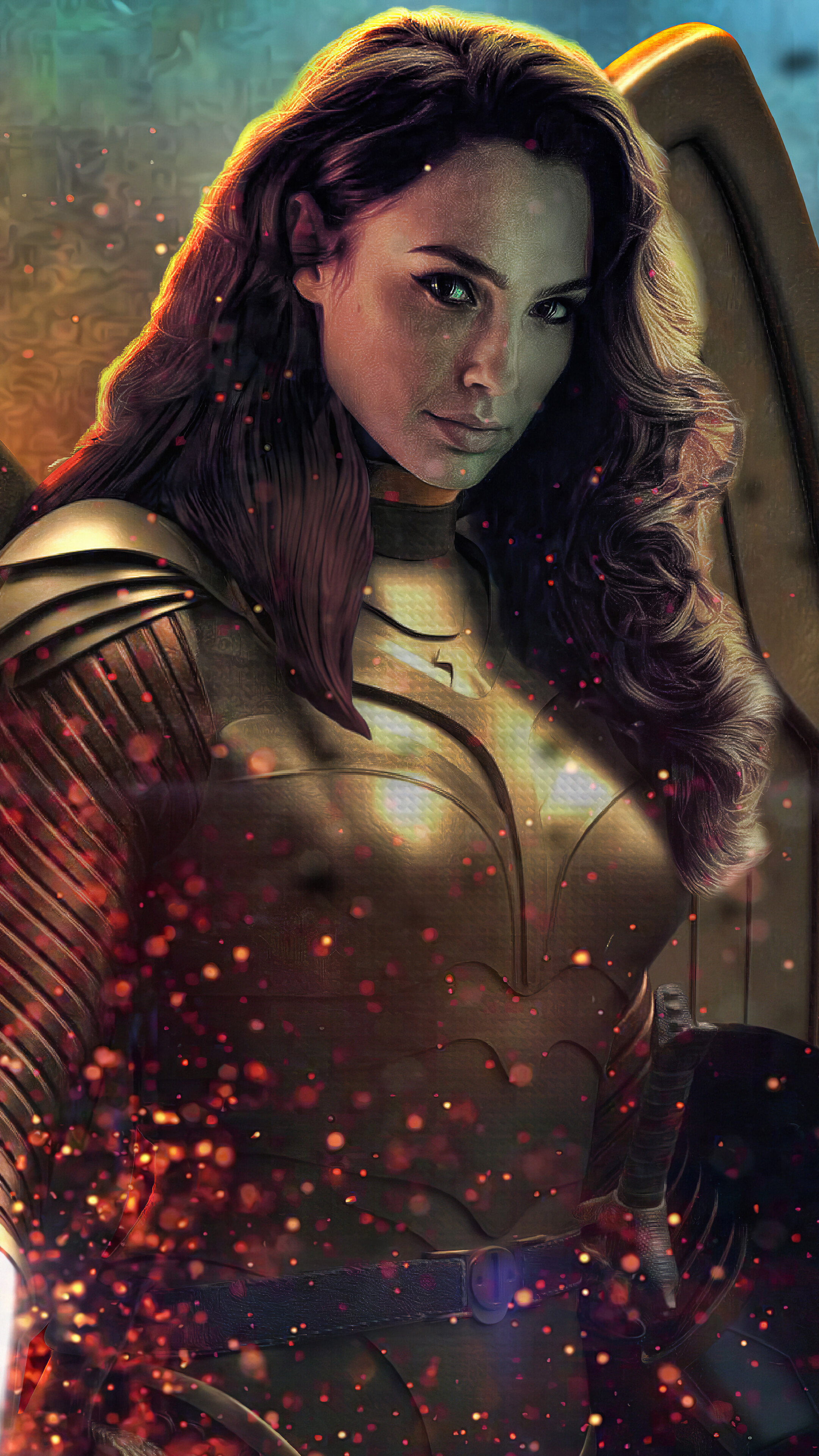 Wonder Woman in Gold Armor from Wonder Woman 1984 HD Phone Wallpaper