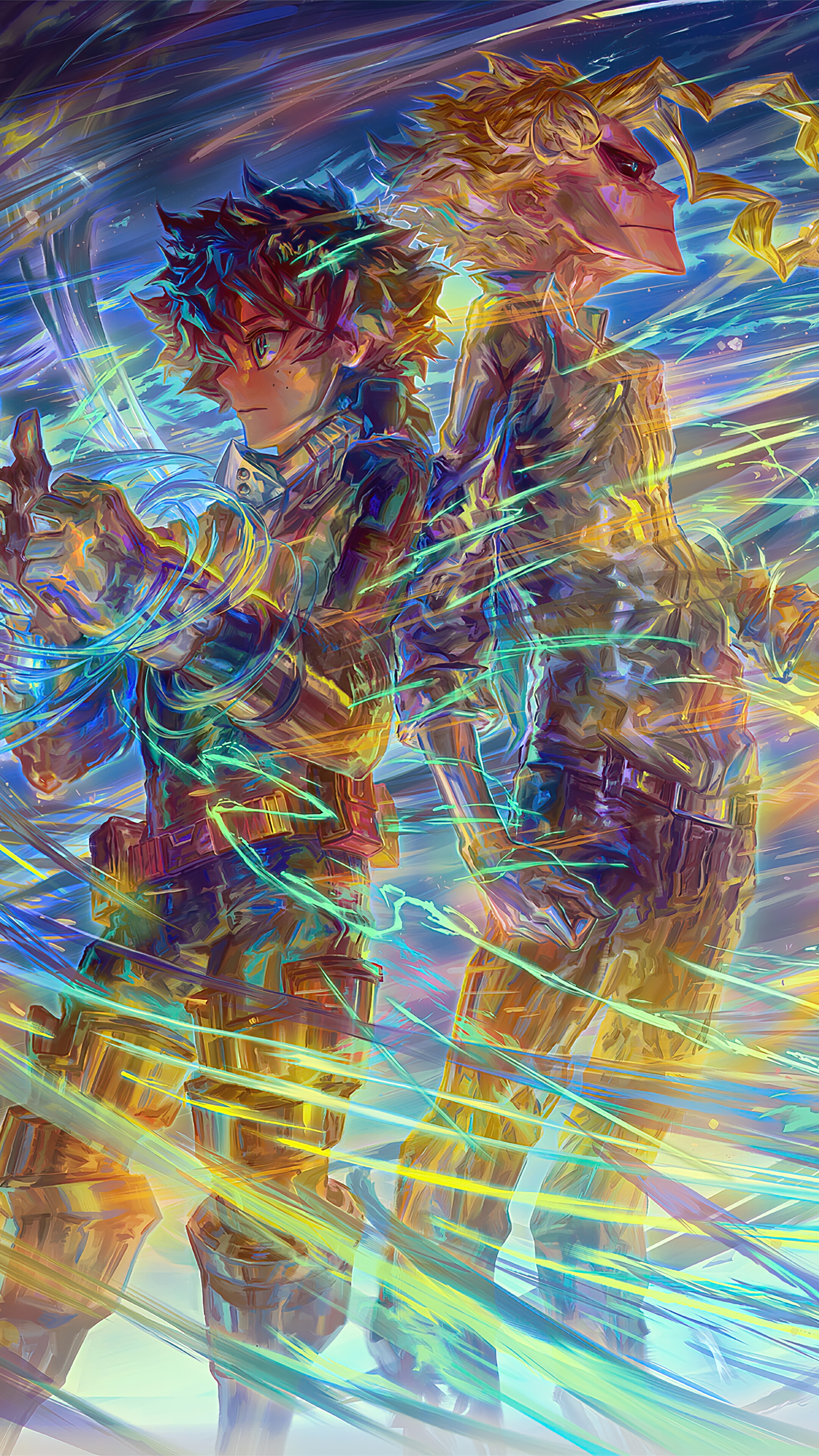 Izuku and All Might from My Hero Academia 4K HD Phone Wallpaper