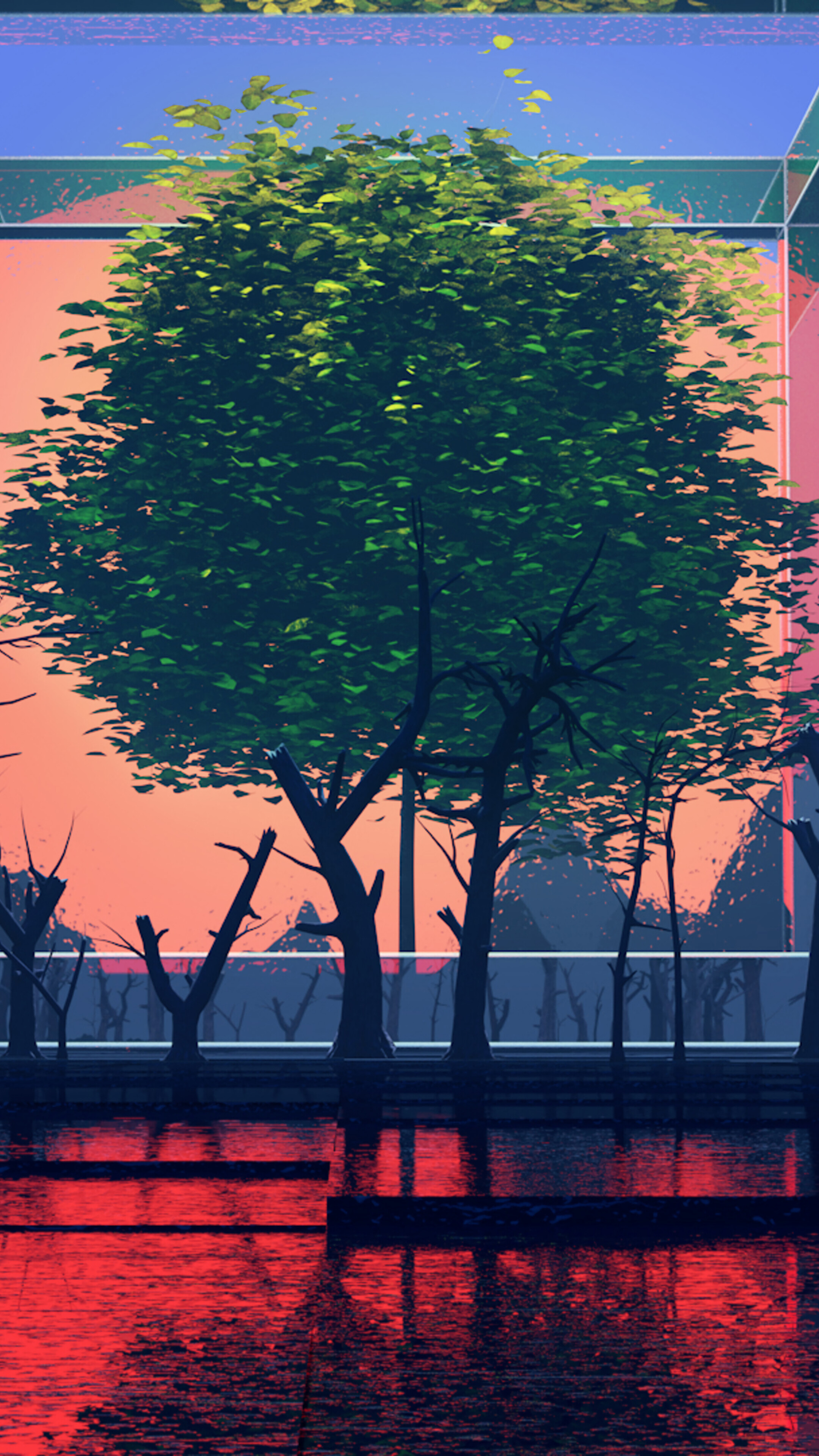 Digital Art Trees Illustration 4K HD Phone Wallpaper