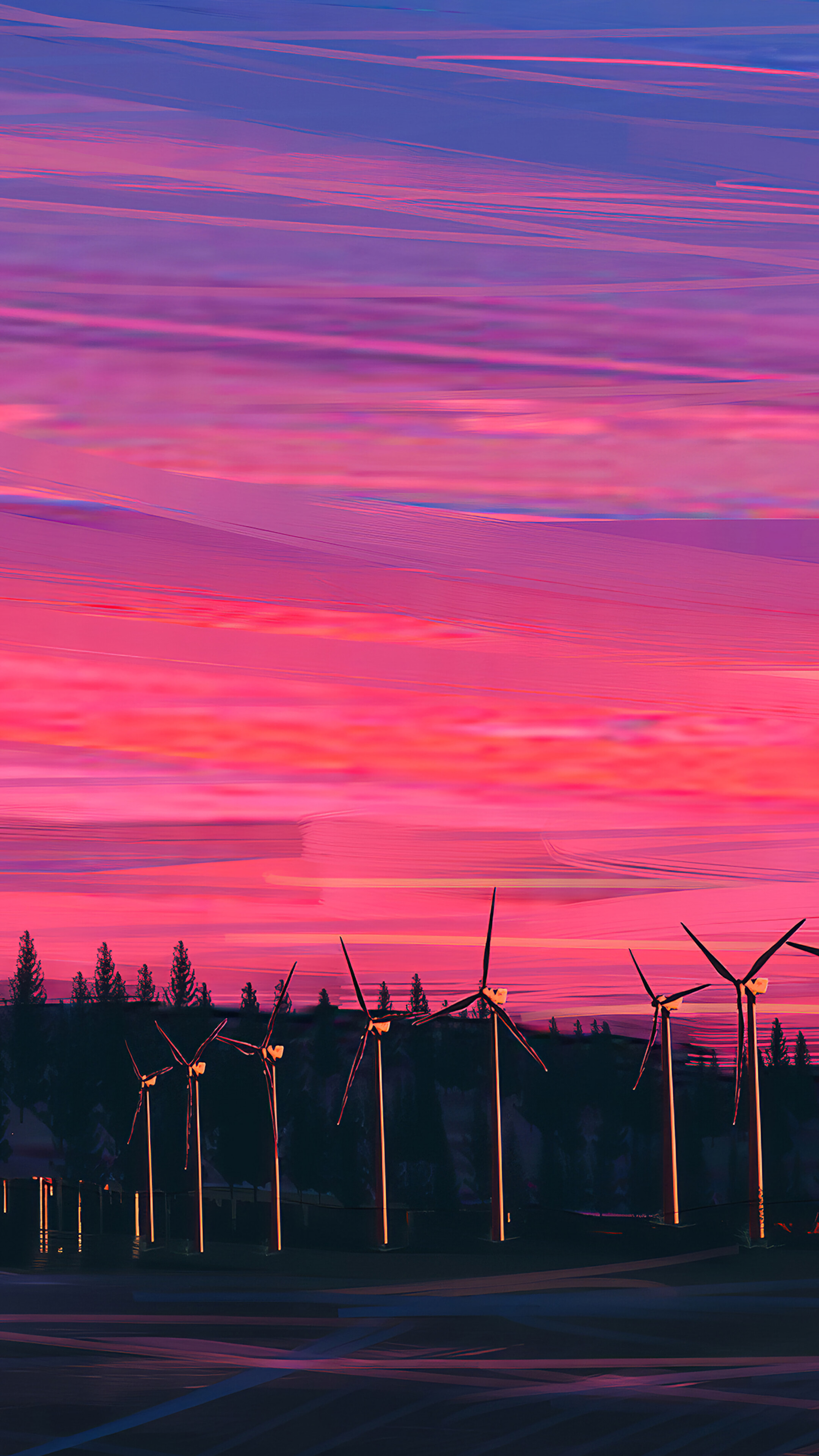 Wind Turbines at Sunset HD Phone Wallpaper