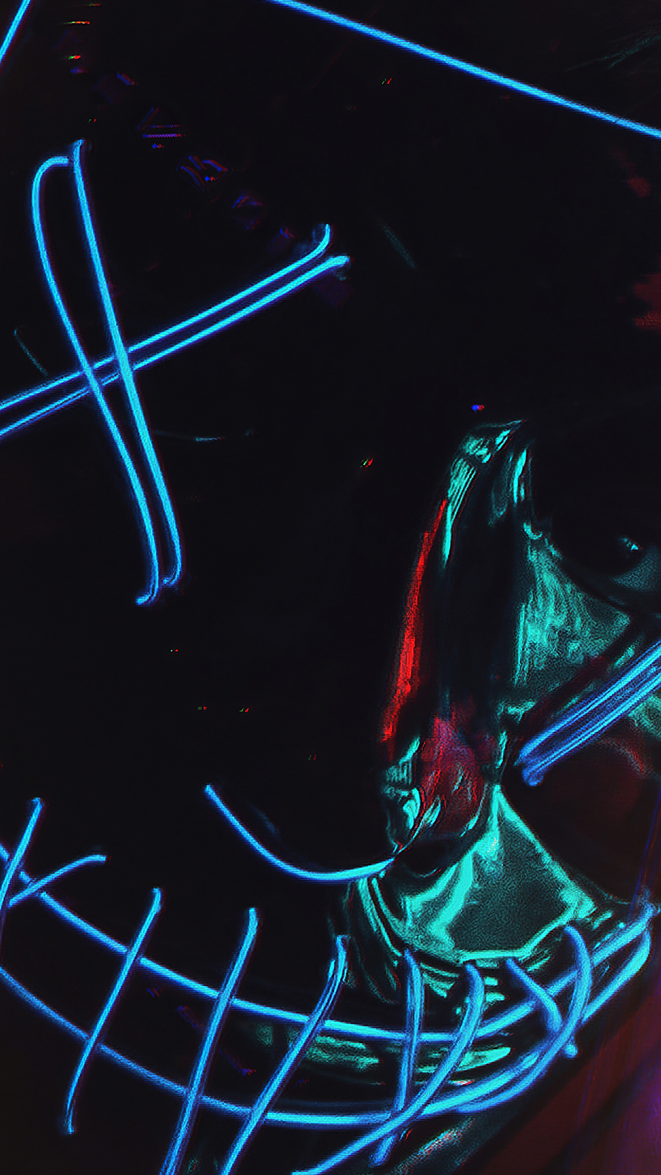 Close-up of a neon light mask HD Phone Wallpaper
