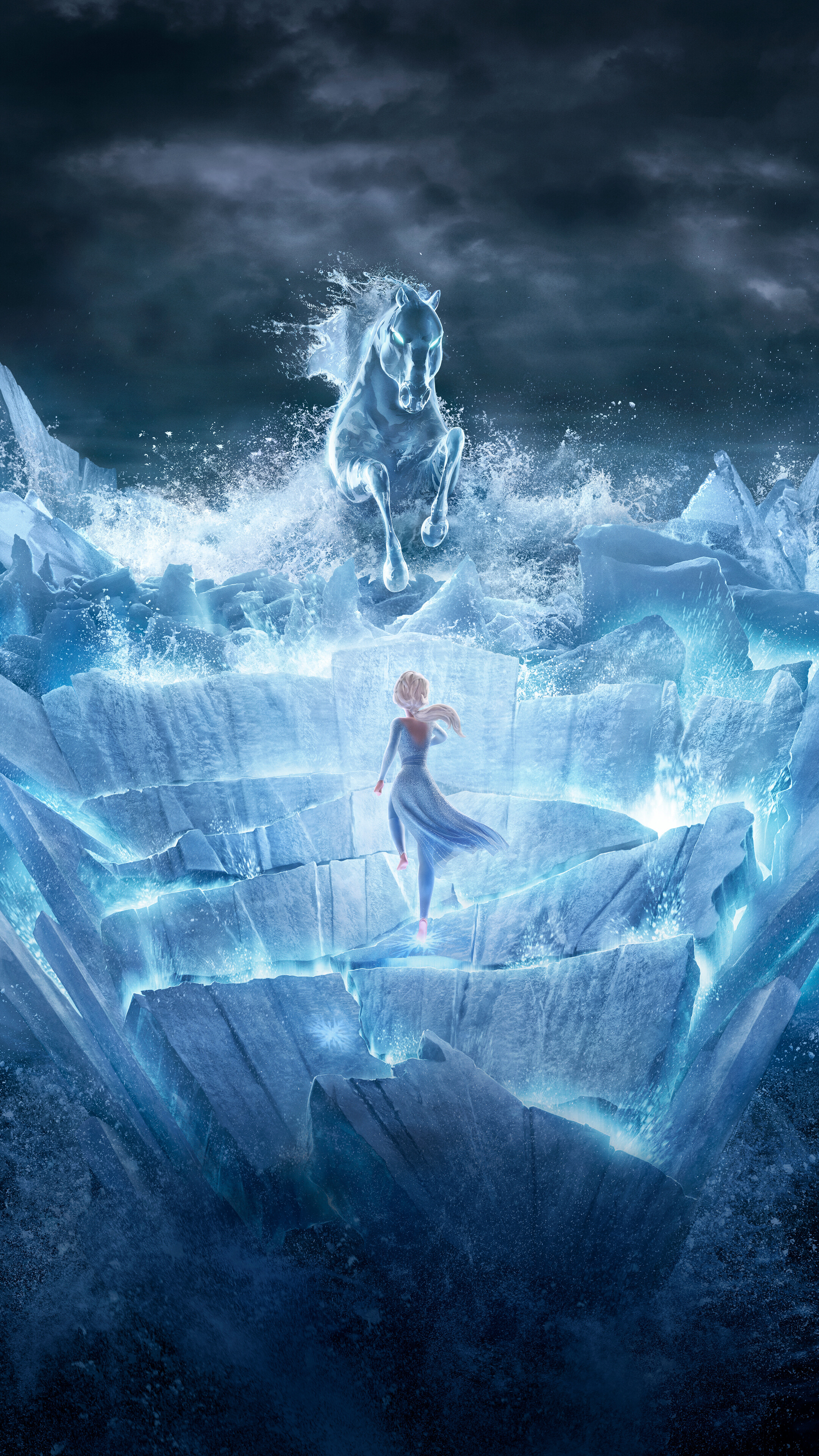 Elsa from Frozen 2 with Water Horse HD Phone Wallpaper