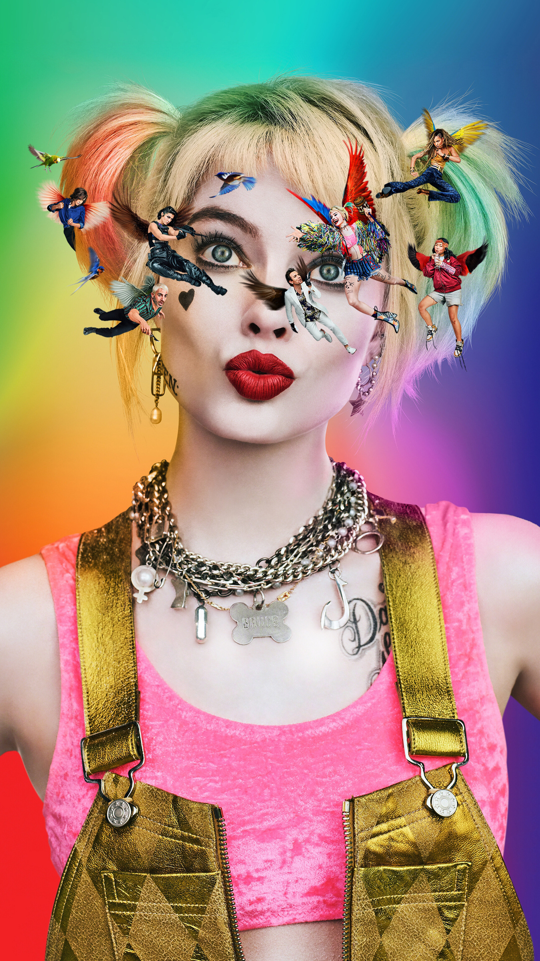 Harley Quinn from Birds of Prey with small figures HD Phone Wallpaper