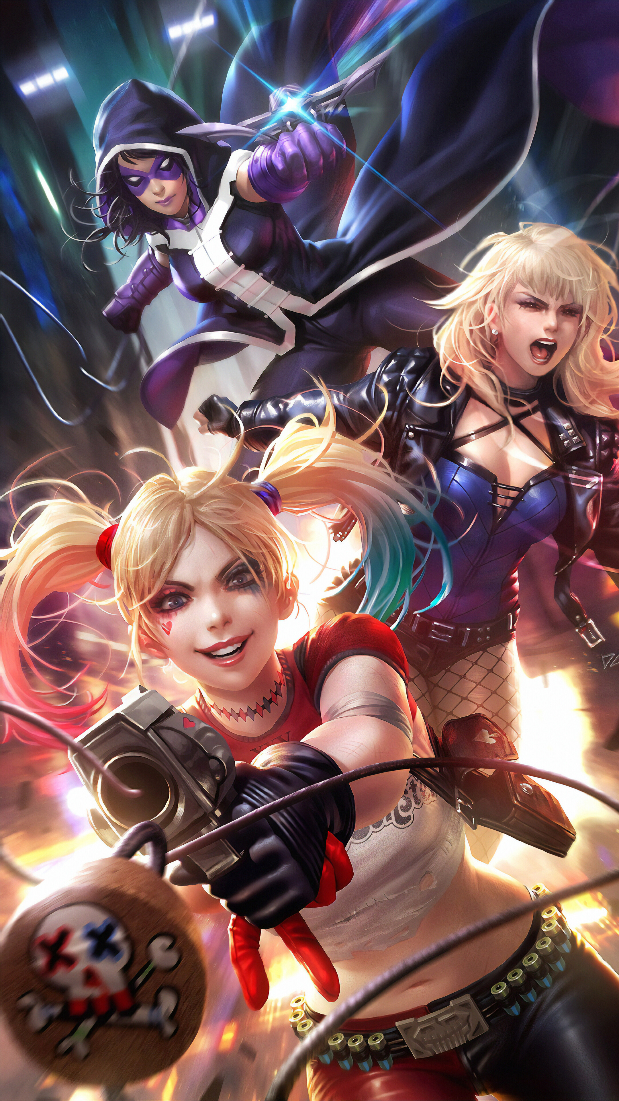 Harley Quinn and allies in 4K HD Phone Wallpaper