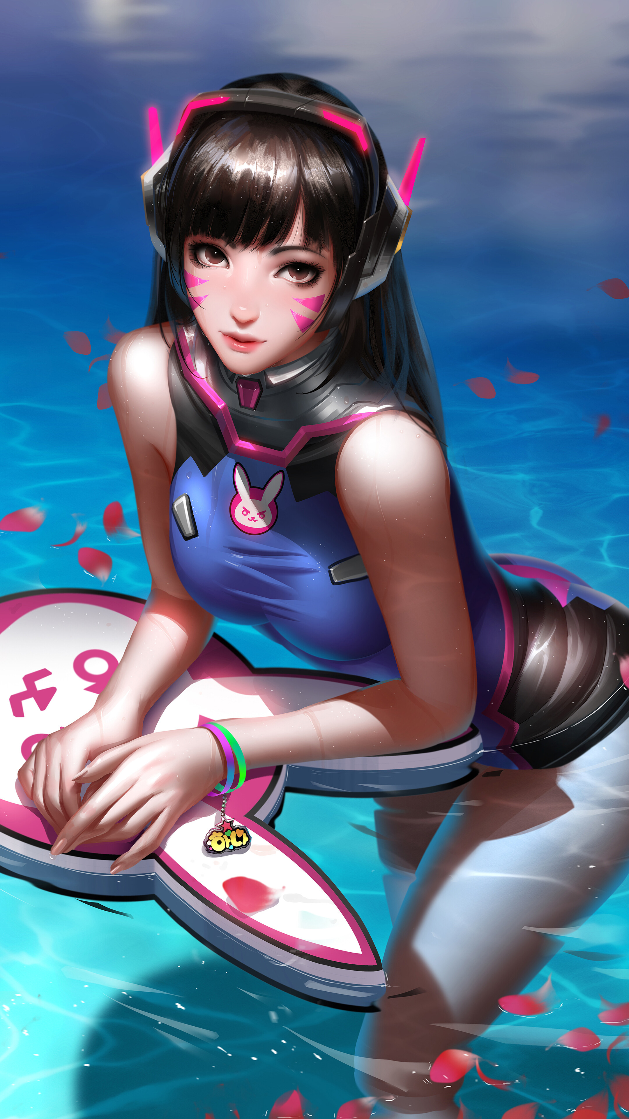D.Va from Overwatch in a swimsuit HD Phone Wallpaper
