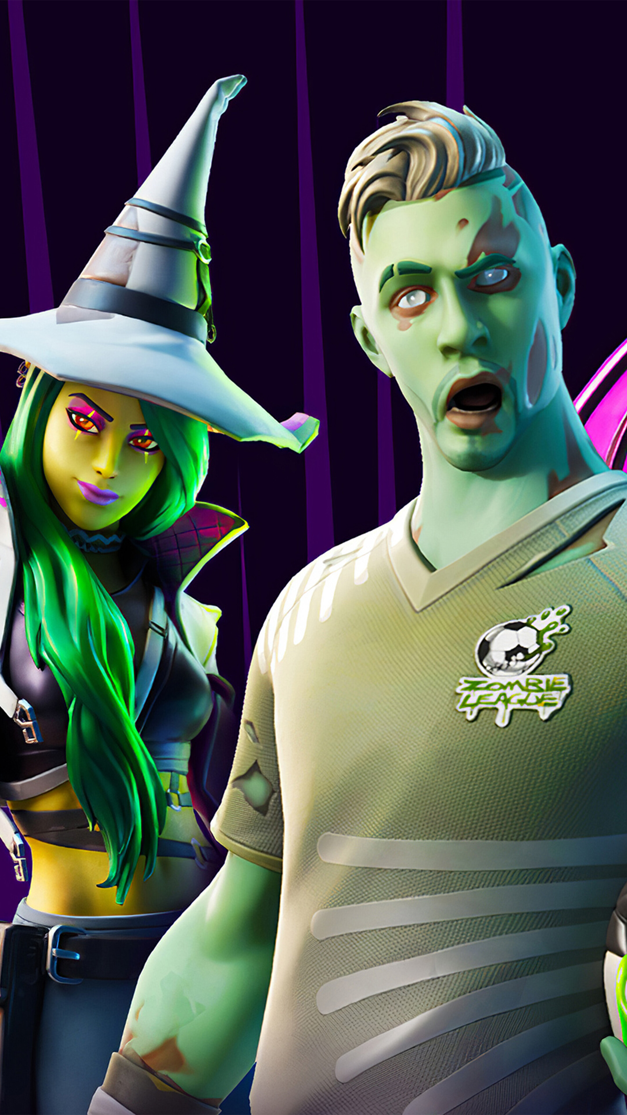Fortnite Fortnitemares Witch and Zombie Soccer Player 4K HD Phone Wallpaper