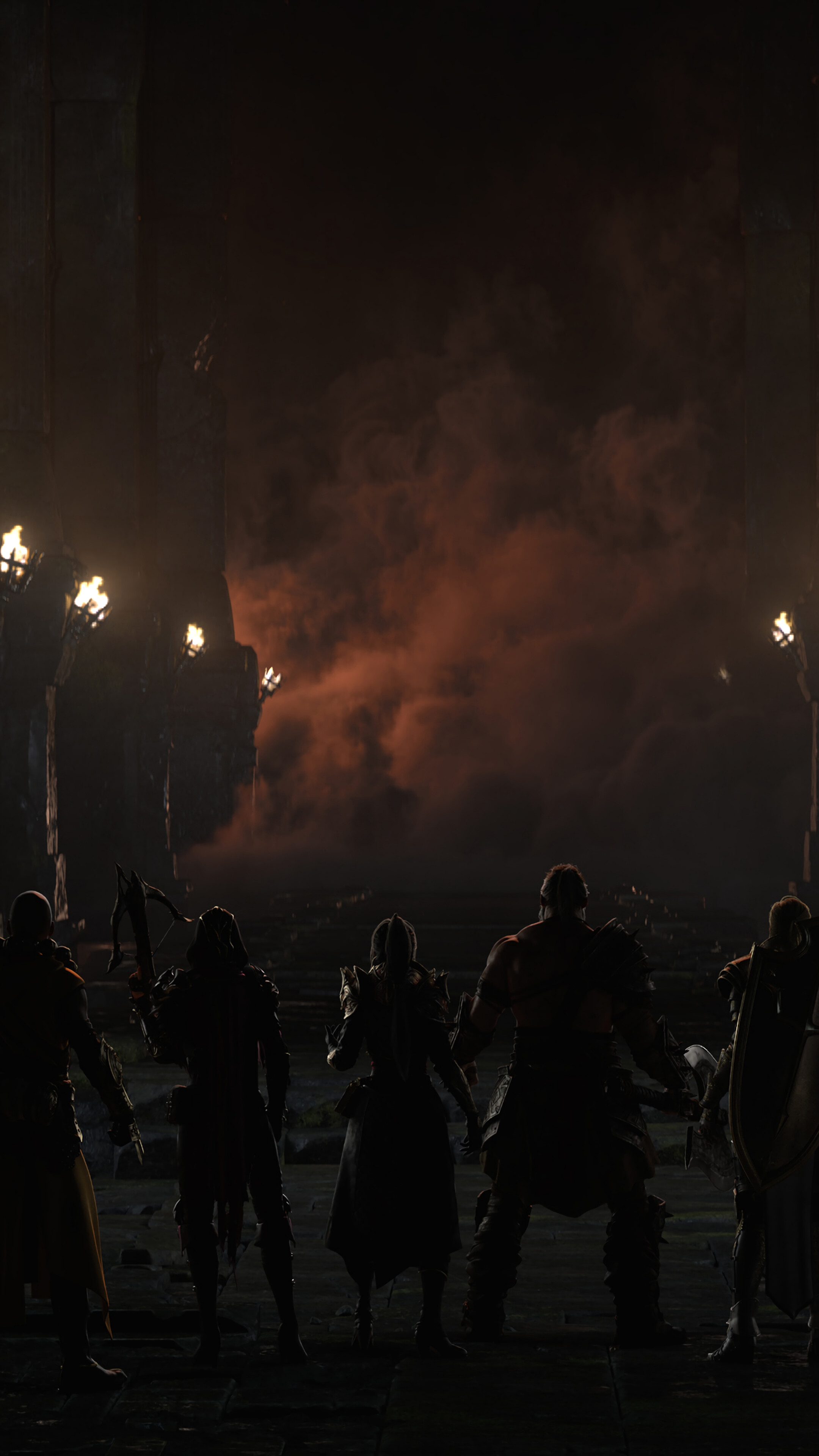 Diablo Immortal Classes in a Dark Setting HD Phone Wallpaper