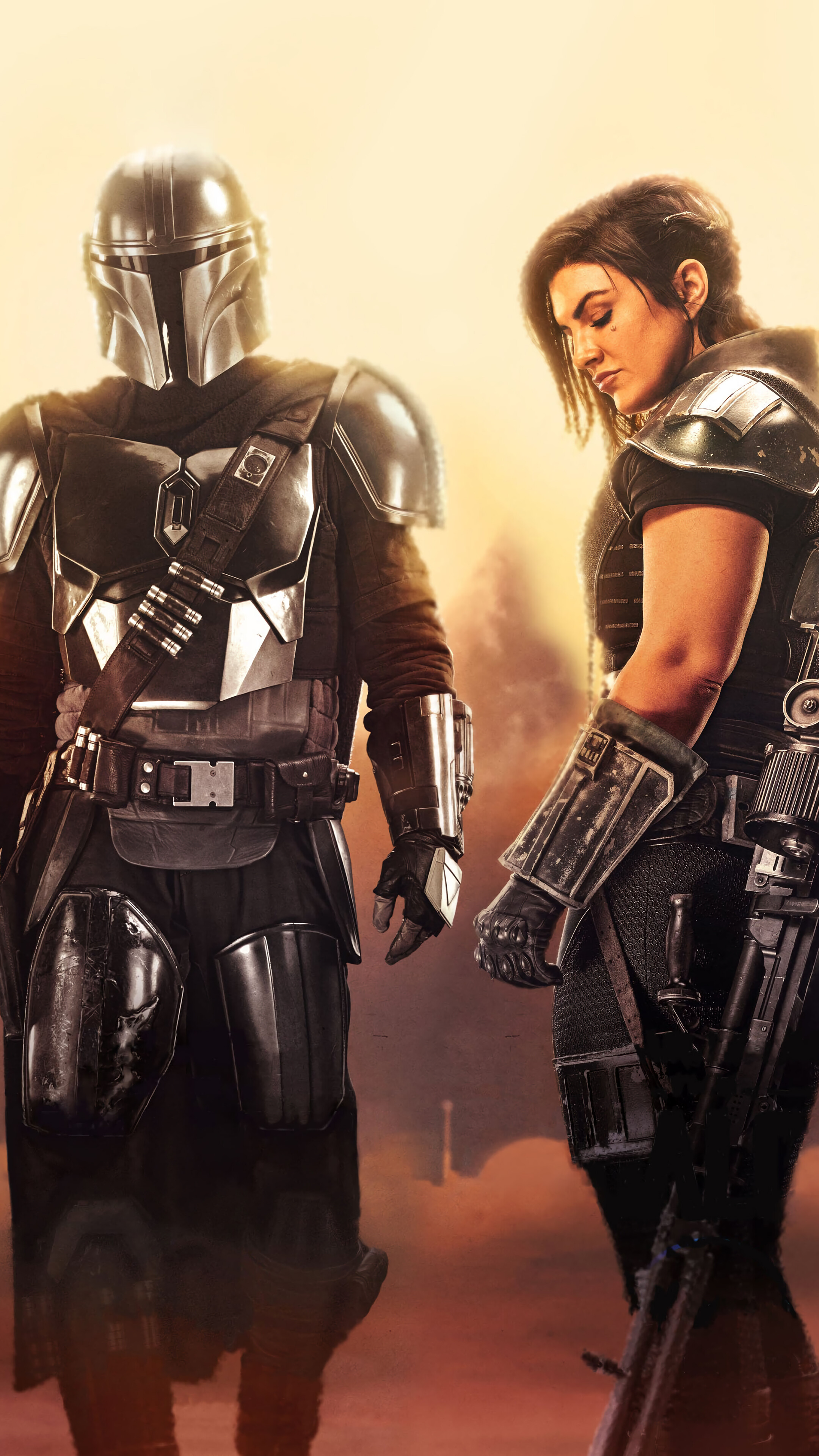 The Mandalorian and Cara Dune from The Mandalorian HD Phone Wallpaper