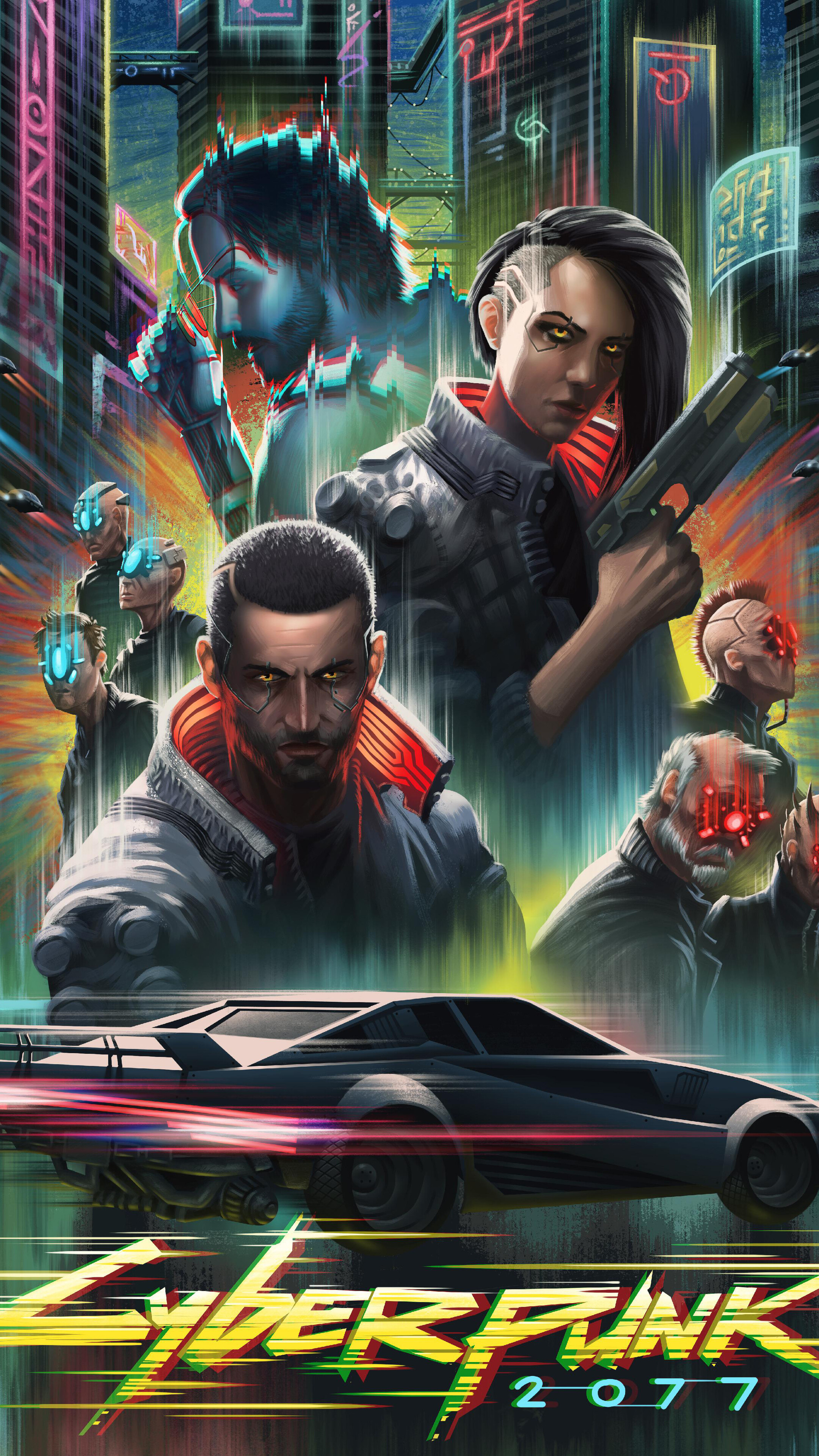Cyberpunk 2077 V and Characters 4K HD Phone Wallpaper