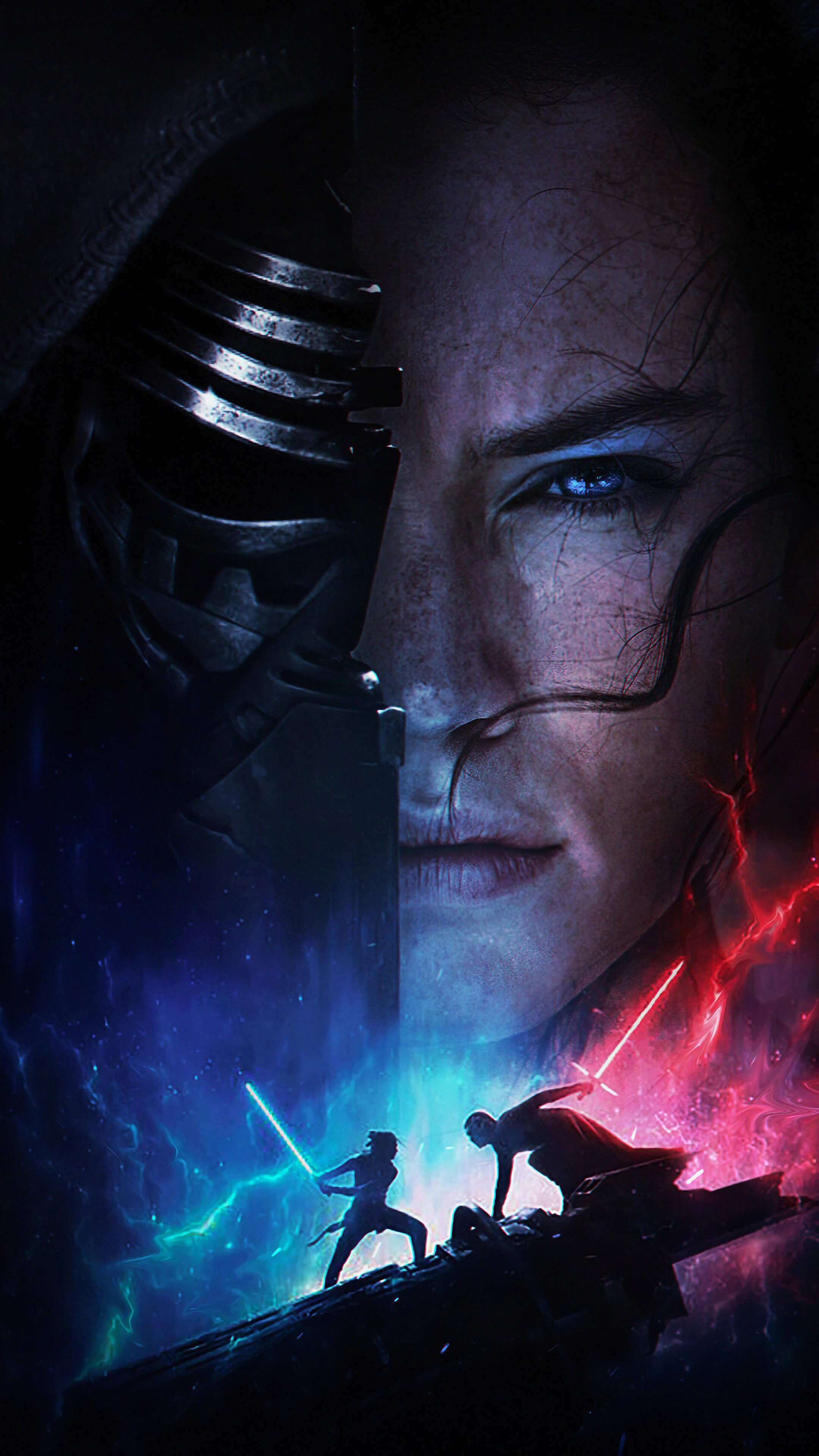 Rey and Kylo Ren from Star Wars The Rise of Skywalker 4K HD Phone Wallpaper