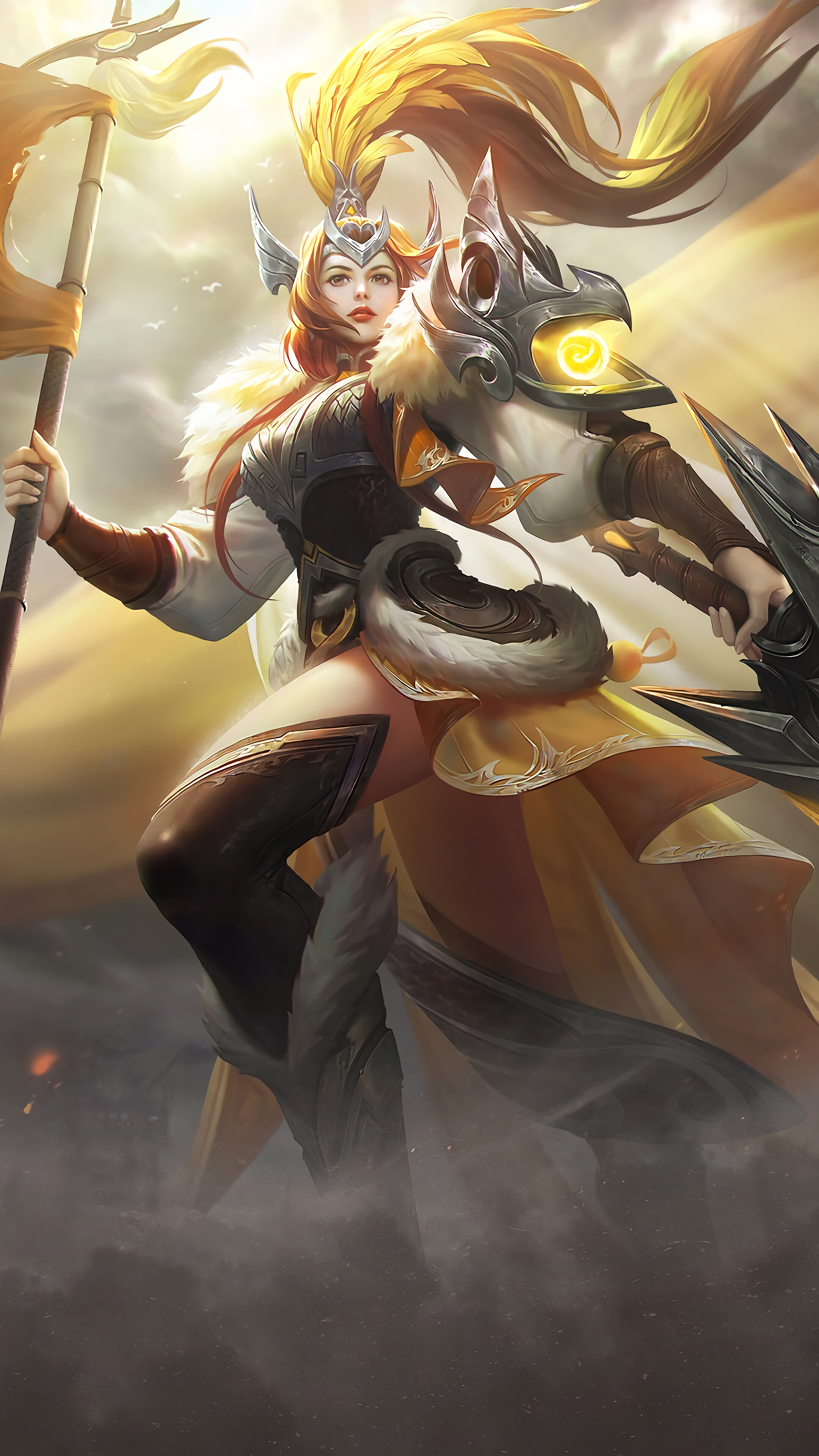 Fantasy Warrior Girl with Sword and Shield 4K HD Phone Wallpaper