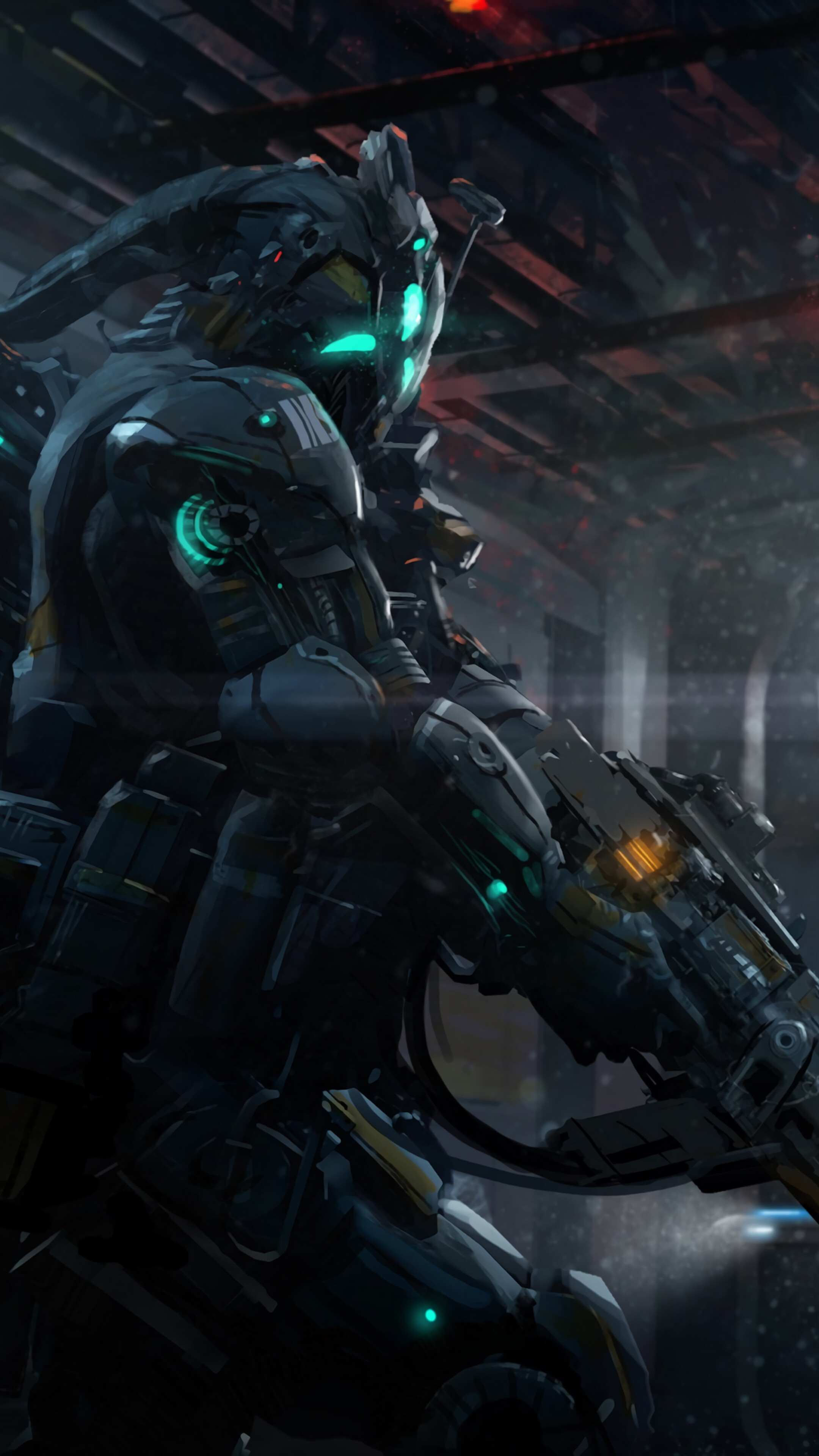 Sci-Fi Soldier with Weapon 4K HD Phone Wallpaper
