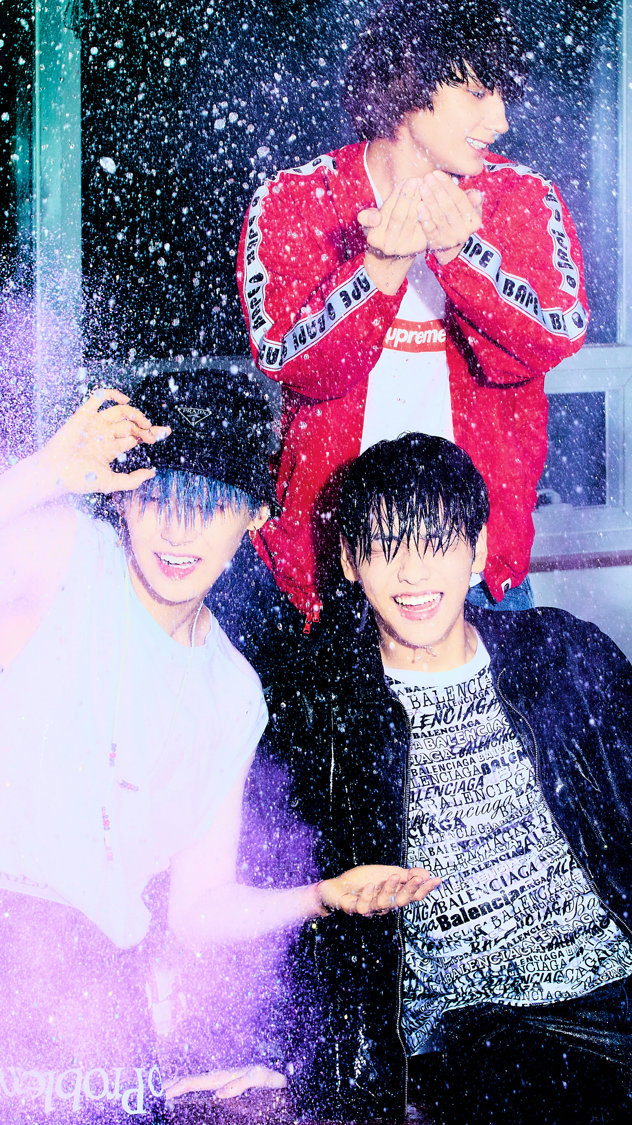 TXT members in rain with purple glitter HD Phone Wallpaper
