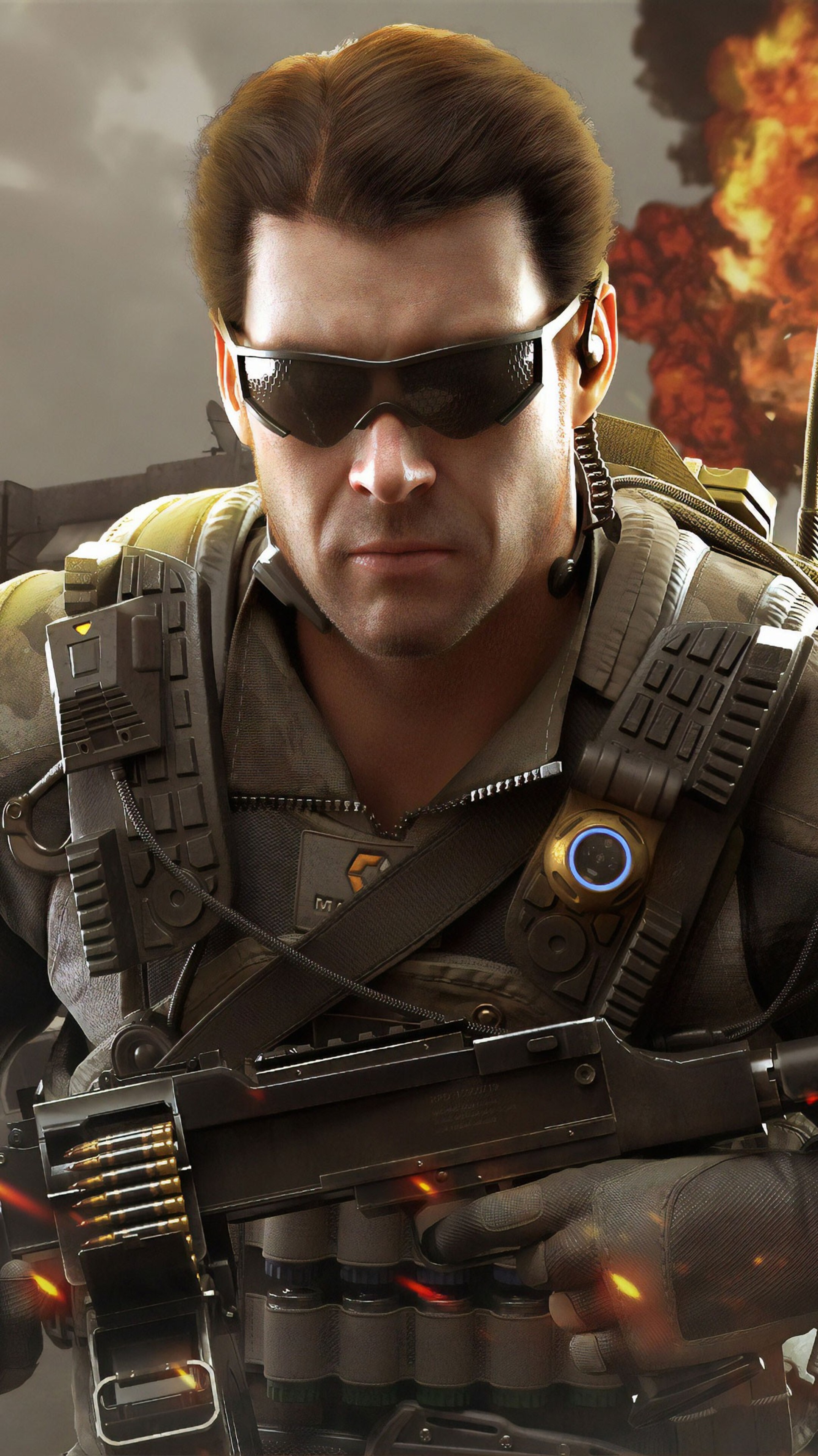 Soldier with sunglasses and machine gun in Call of Duty Mobile 4K HD Phone Wallpaper