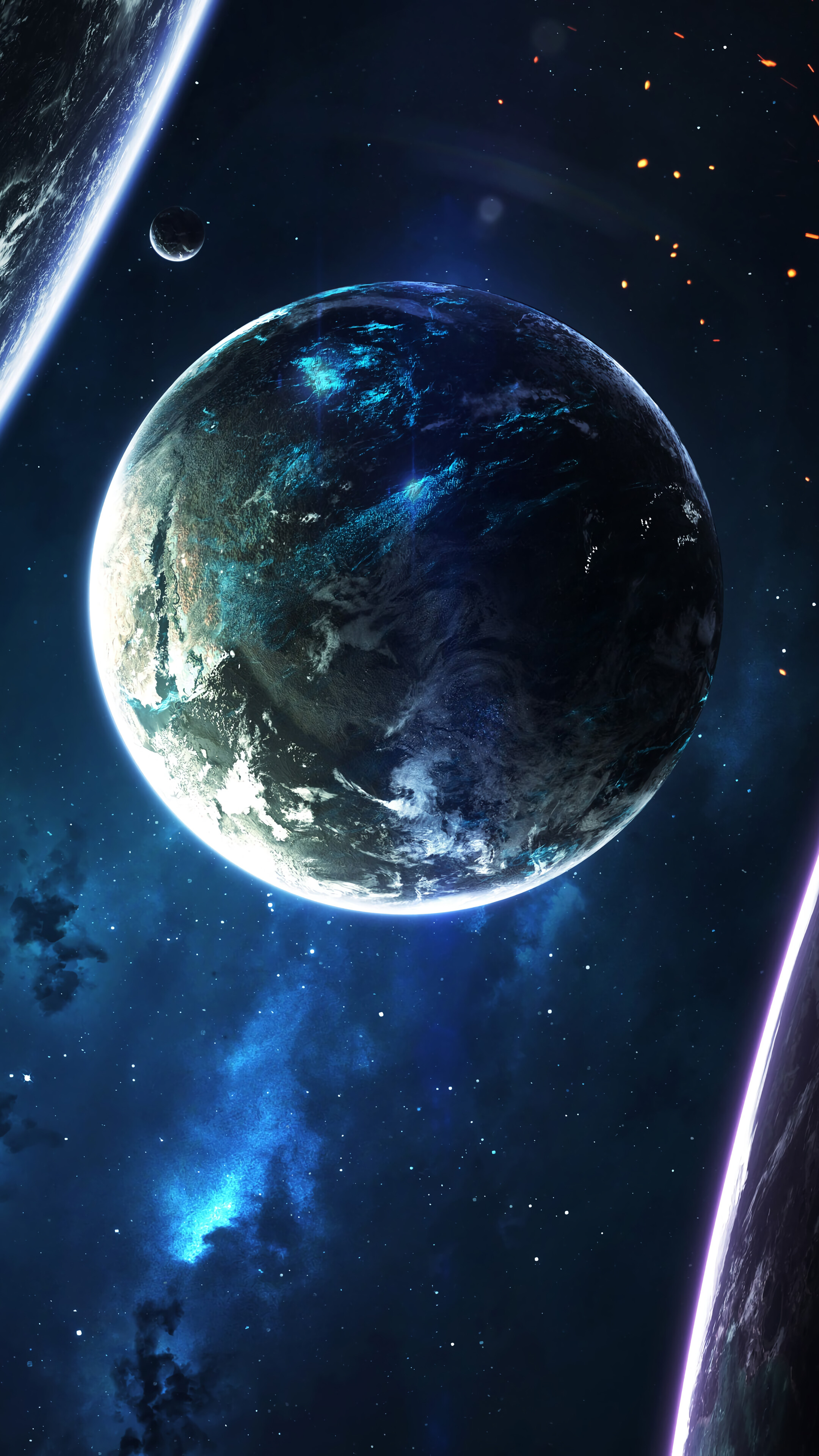 Planets and Nebula in Space 4K HD Phone Wallpaper