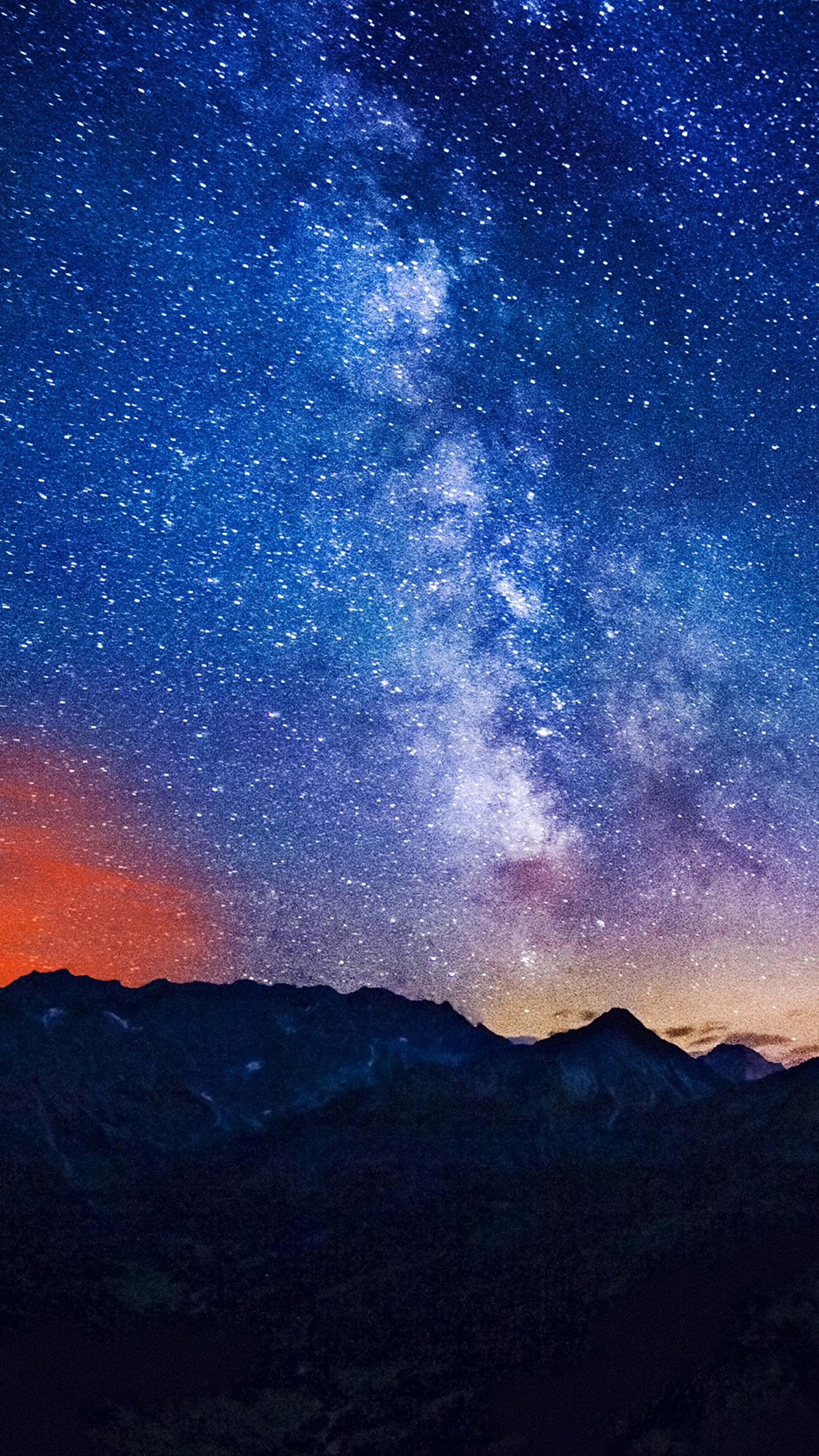 Milky Way over Mountains at Night 4K HD Phone Wallpaper