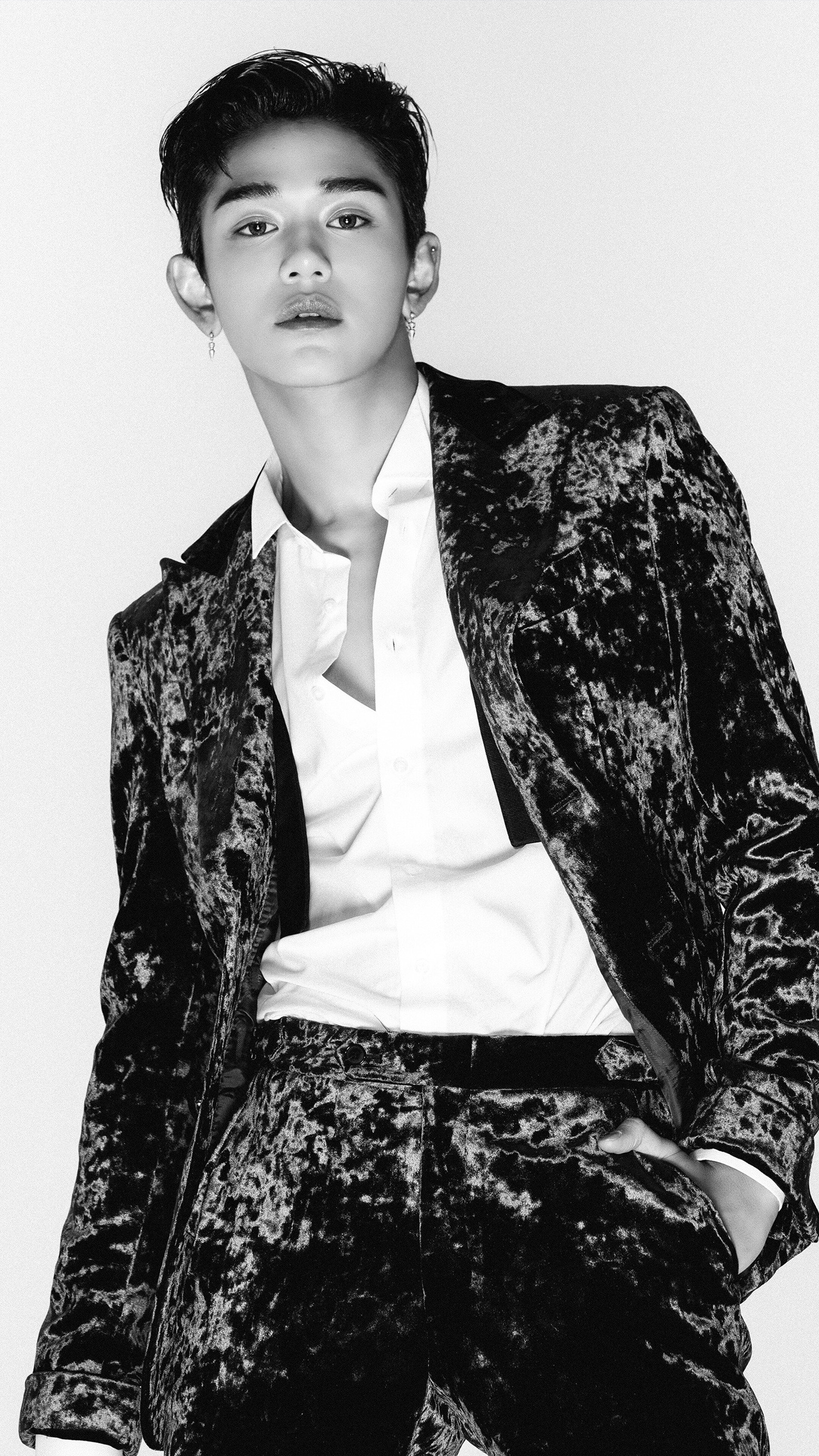 Lucas from SuperM in a velvet suit HD Phone Wallpaper