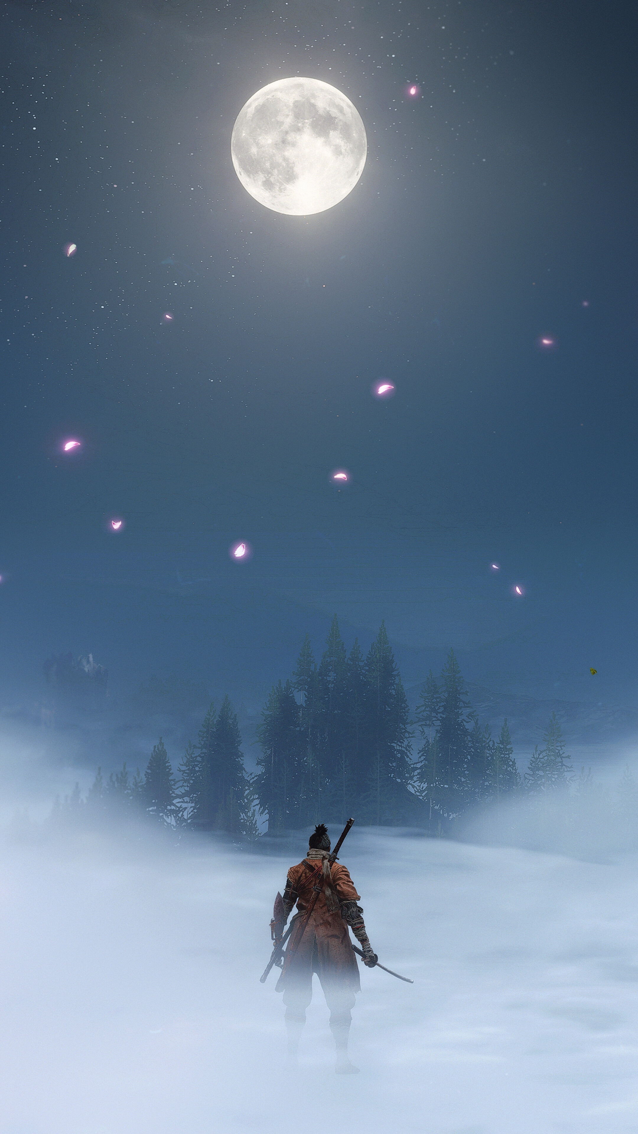 Sekiro from Sekiro: Shadows Die Twice under the moon HD Phone Wallpaper