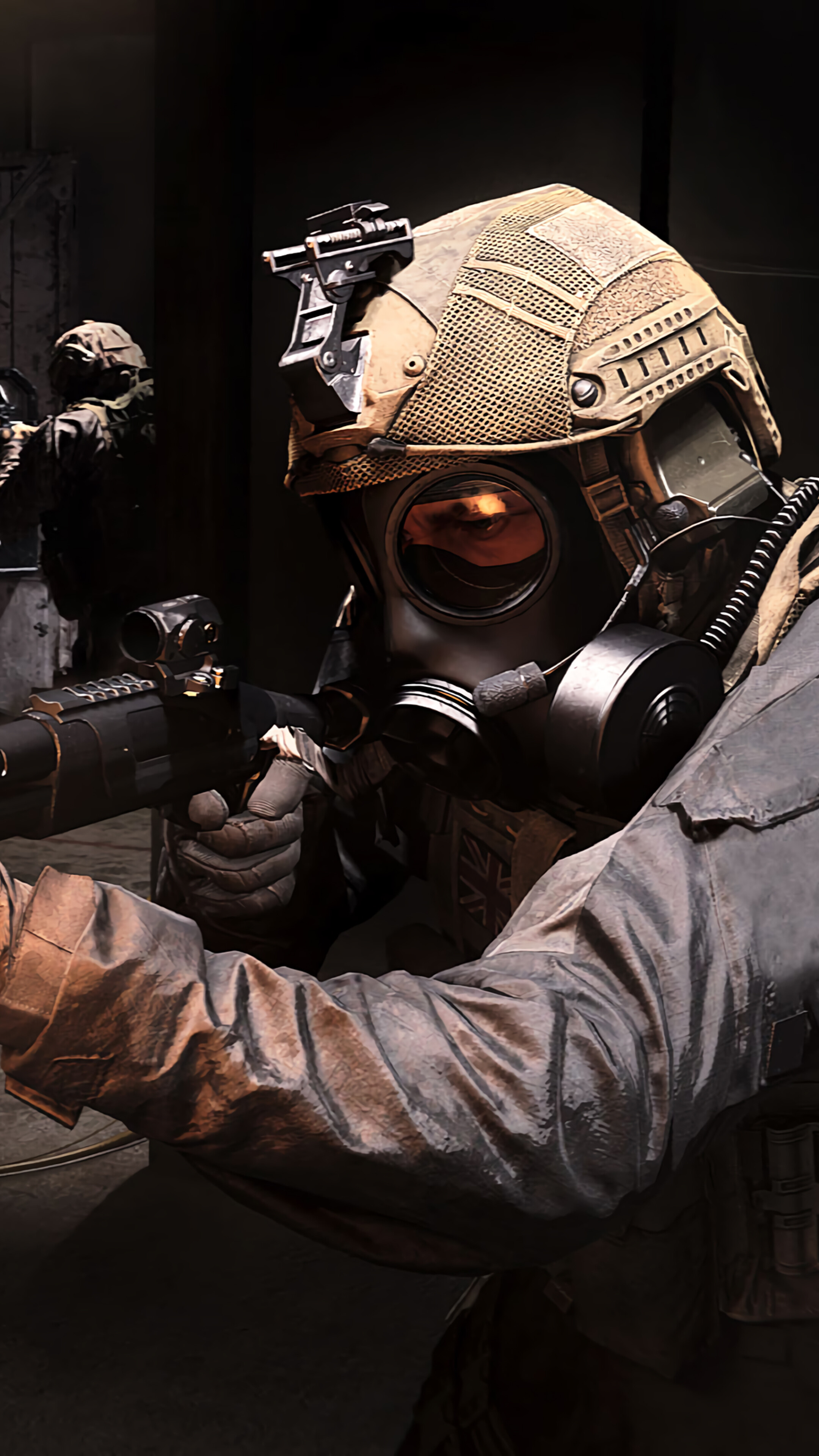 Soldier with gas mask in Call of Duty Modern Warfare 4K HD Phone Wallpaper