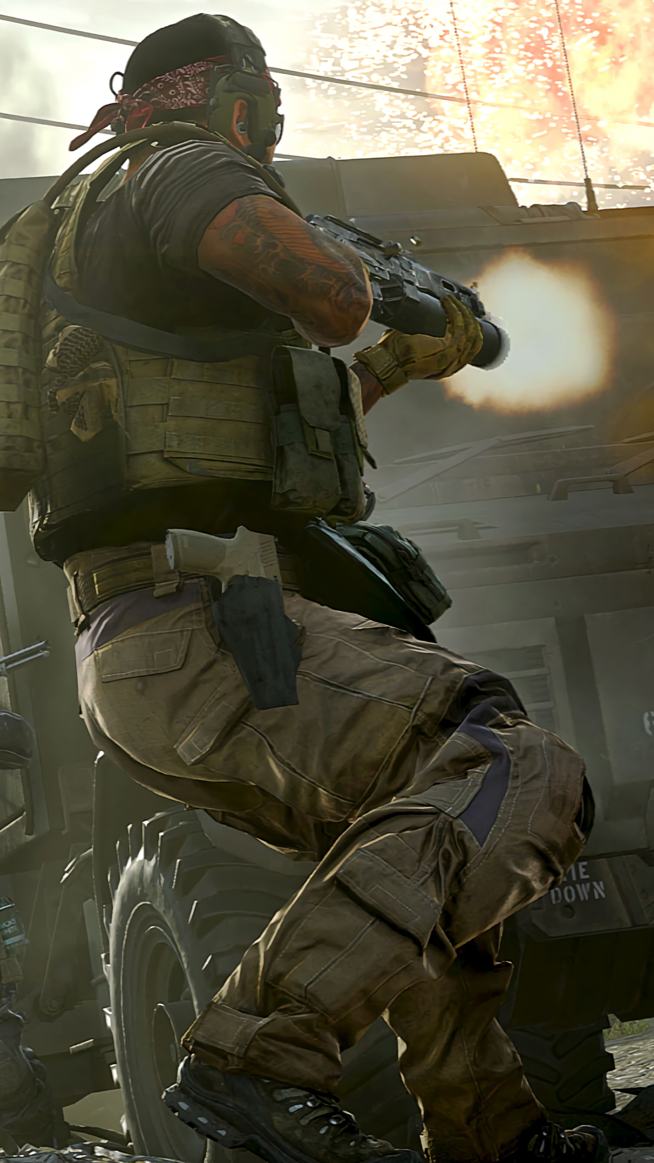 Soldier firing a weapon in Call of Duty Modern Warfare 4K HD Phone Wallpaper