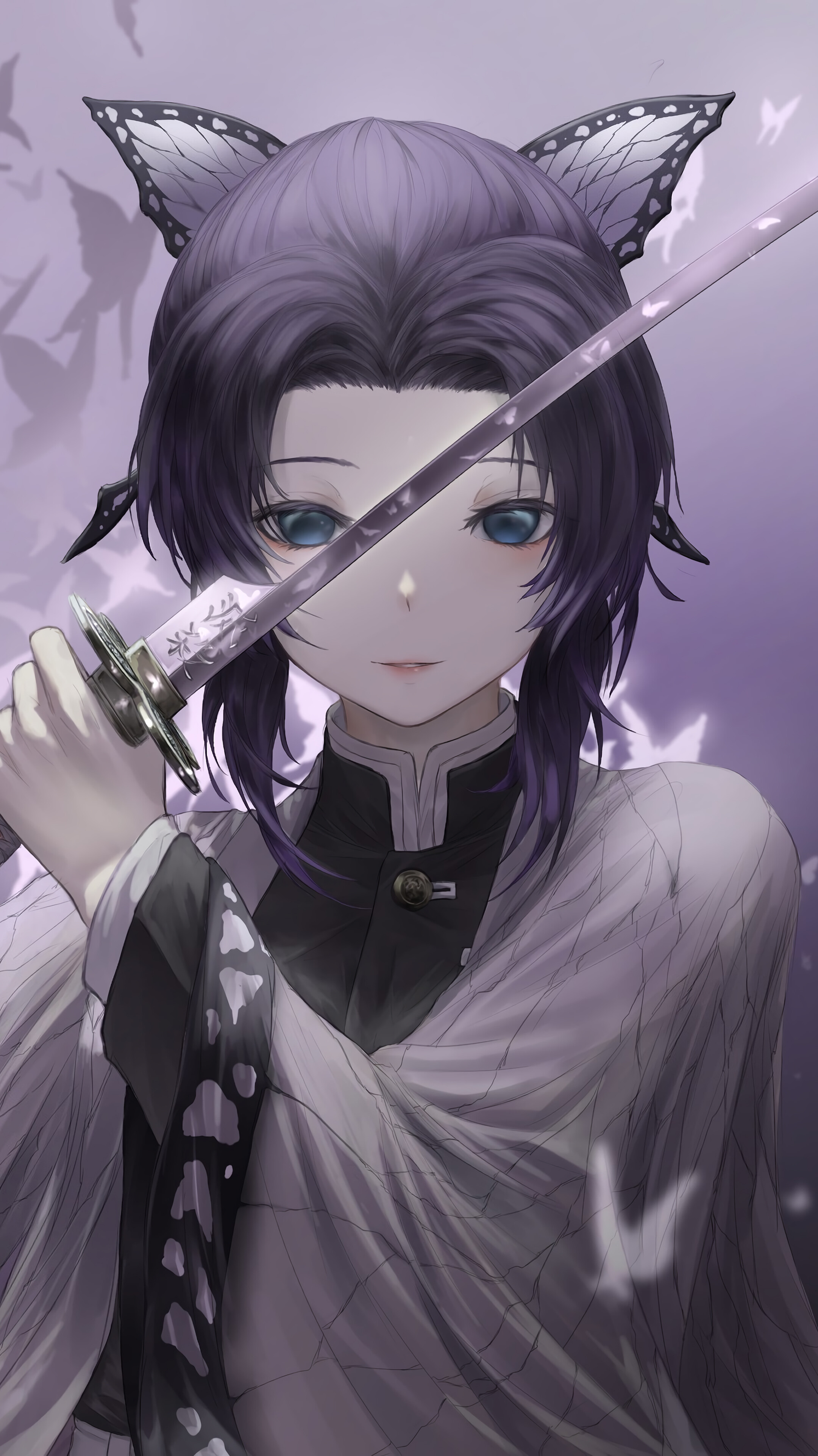 Shinobu Kocho from Kimetsu no Yaiba 4K HD Phone Wallpaper