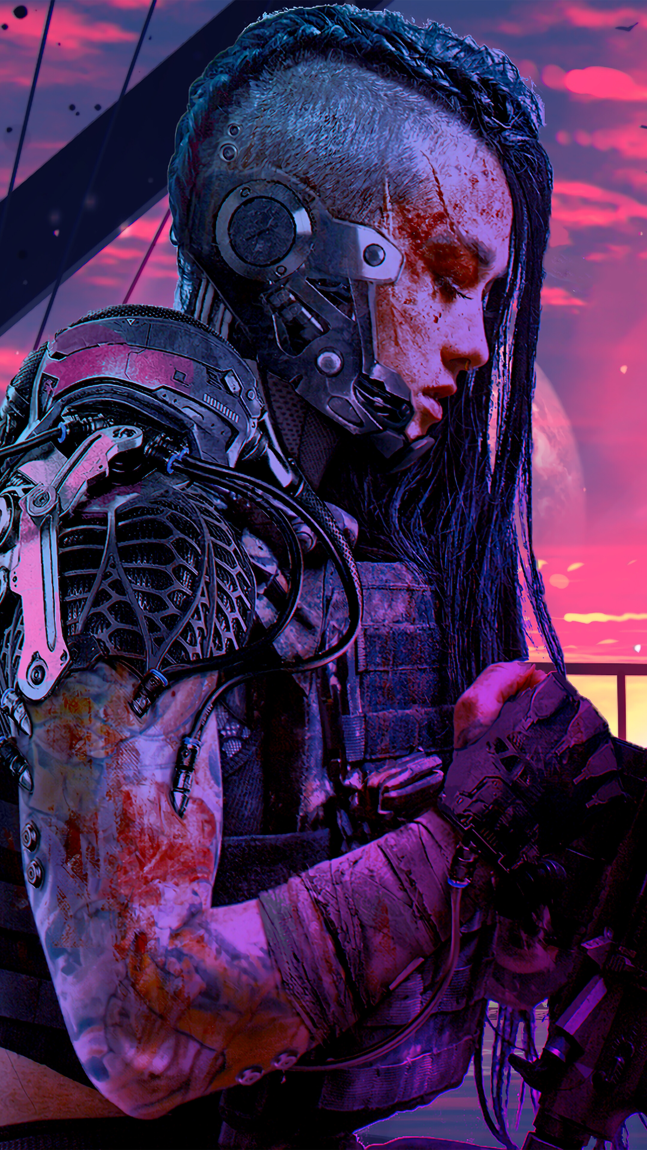 Sci-Fi Soldier Girl with Cybernetic Enhancements 4K HD Phone Wallpaper