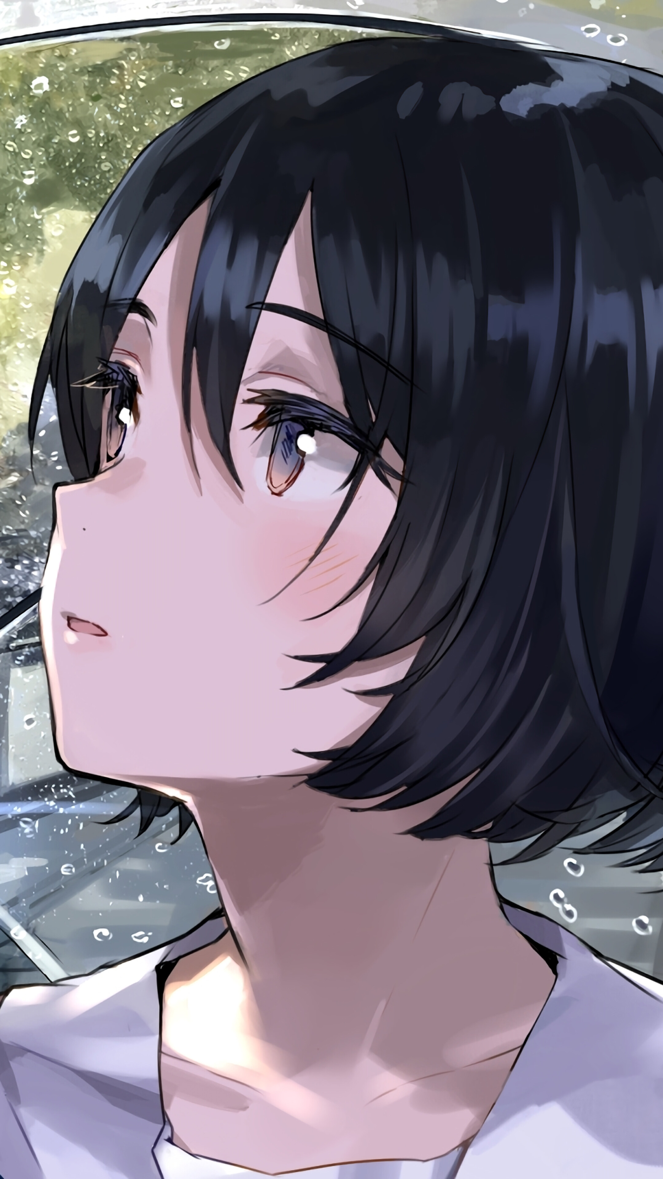 Anime, Girl, Student, Raining, Umbrella, 4k HD Phone Wallpaper