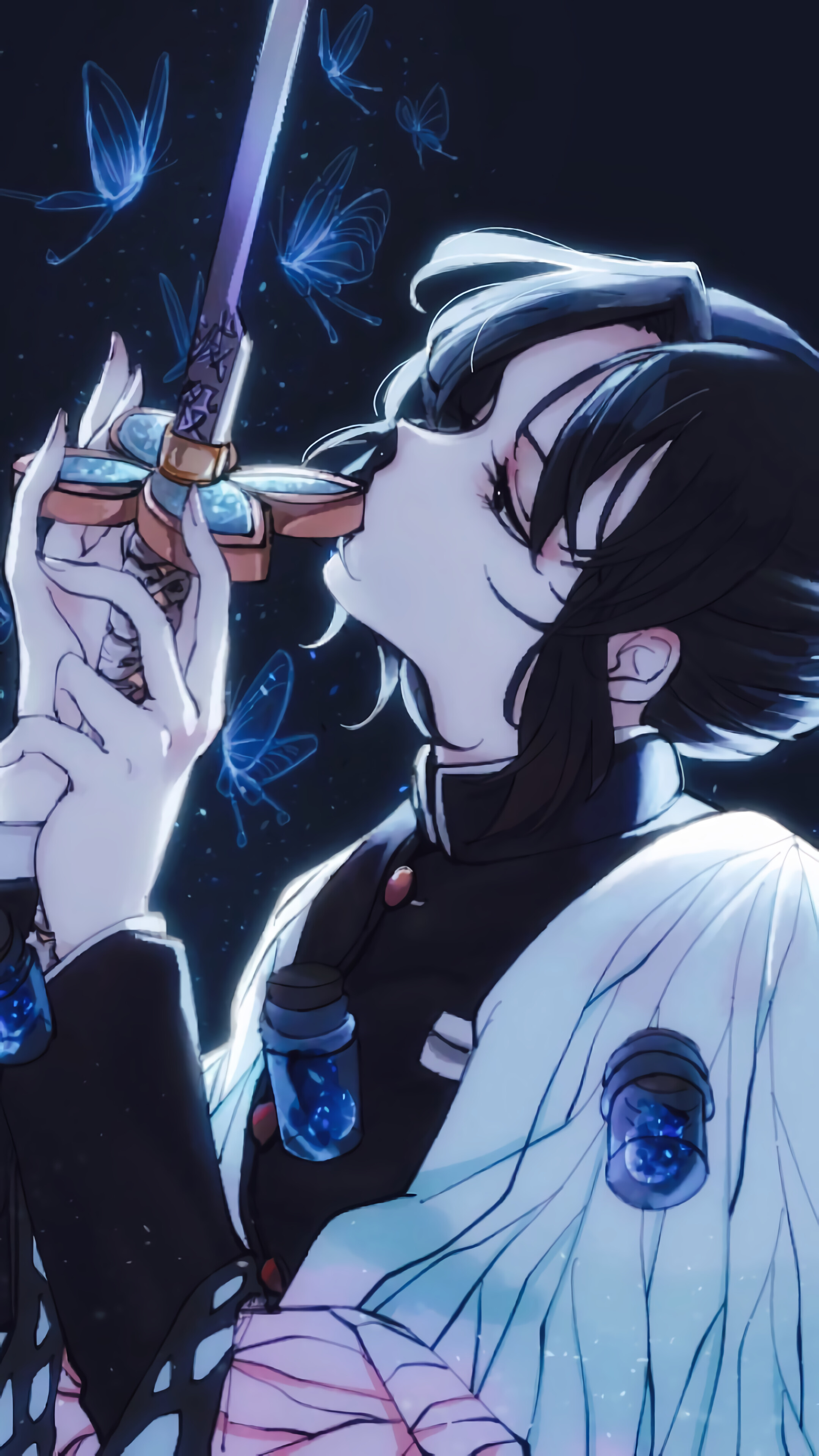 Shinobu Kocho from Kimetsu no Yaiba 4K HD Phone Wallpaper