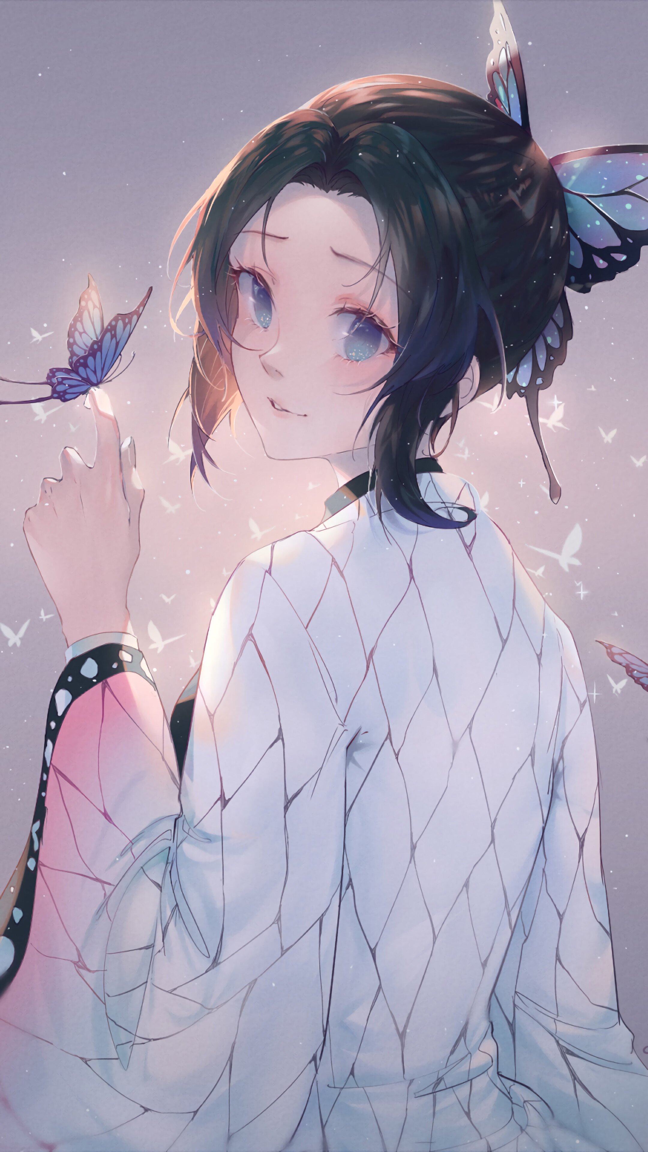 Shinobu, (Kimetsu no Yaiba), Butterflies, 4k HD Phone Wallpaper