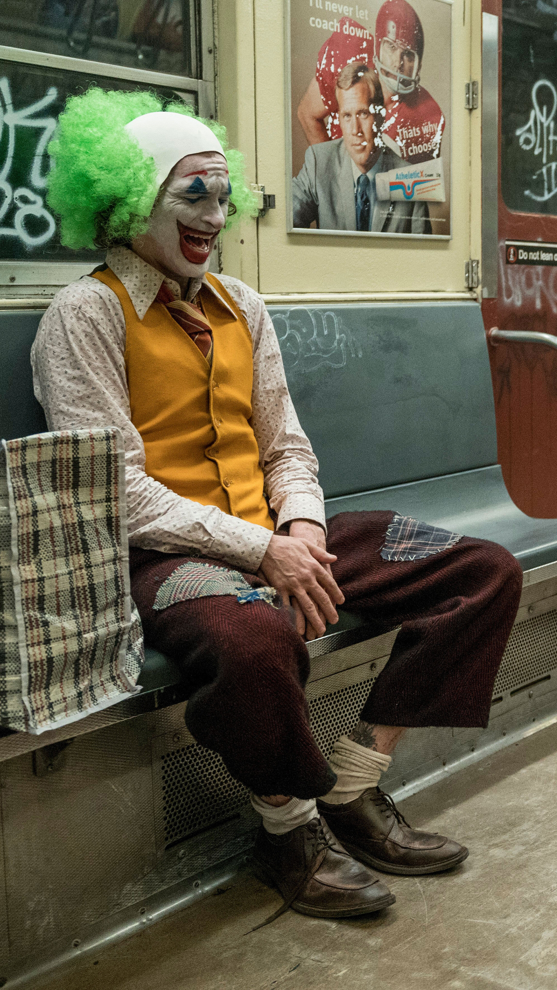 Joker from Joker (2019) on a subway HD Phone Wallpaper