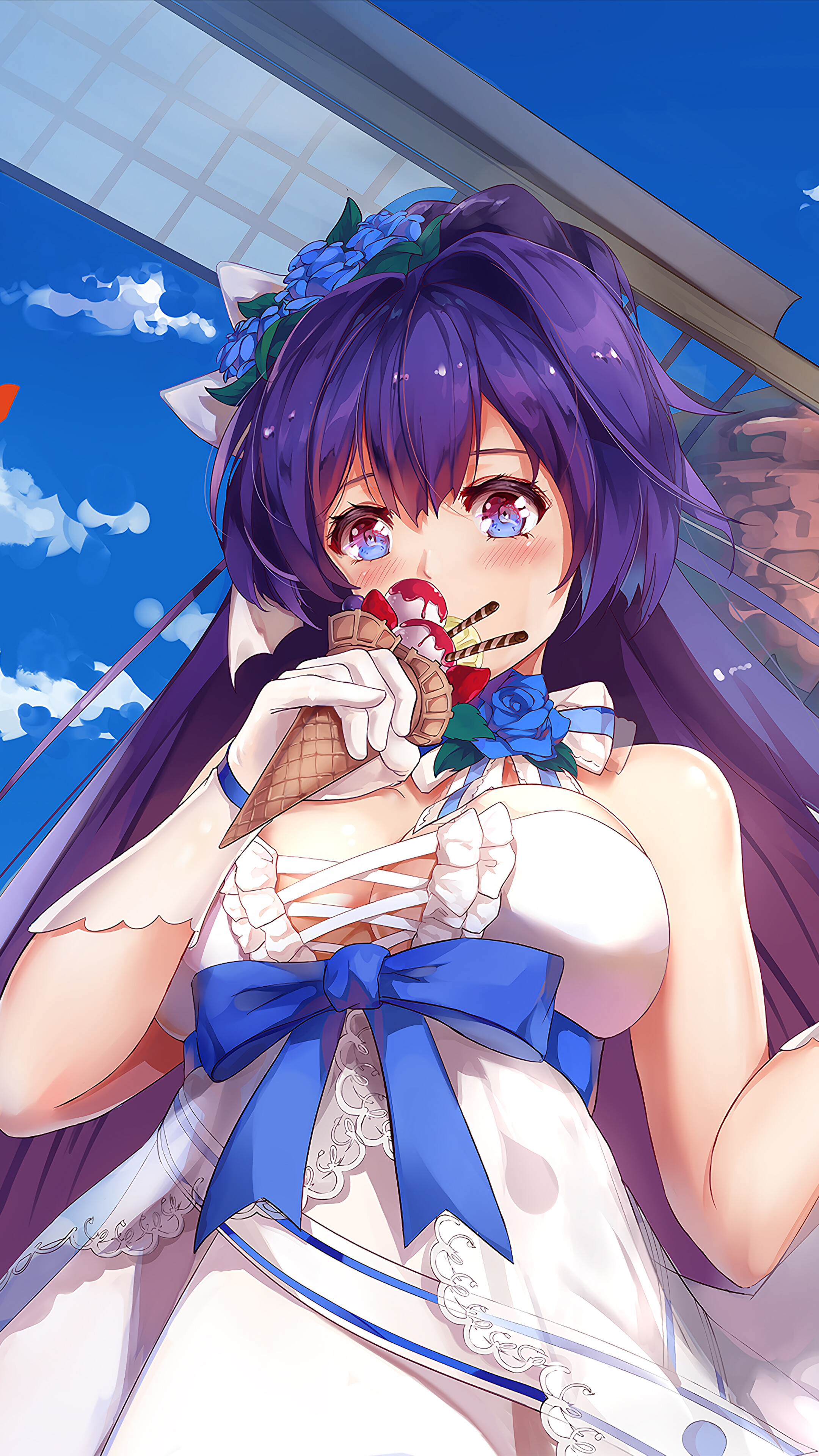 Raiden Mei from Honkai Impact 3rd eating ice cream HD Phone Wallpaper