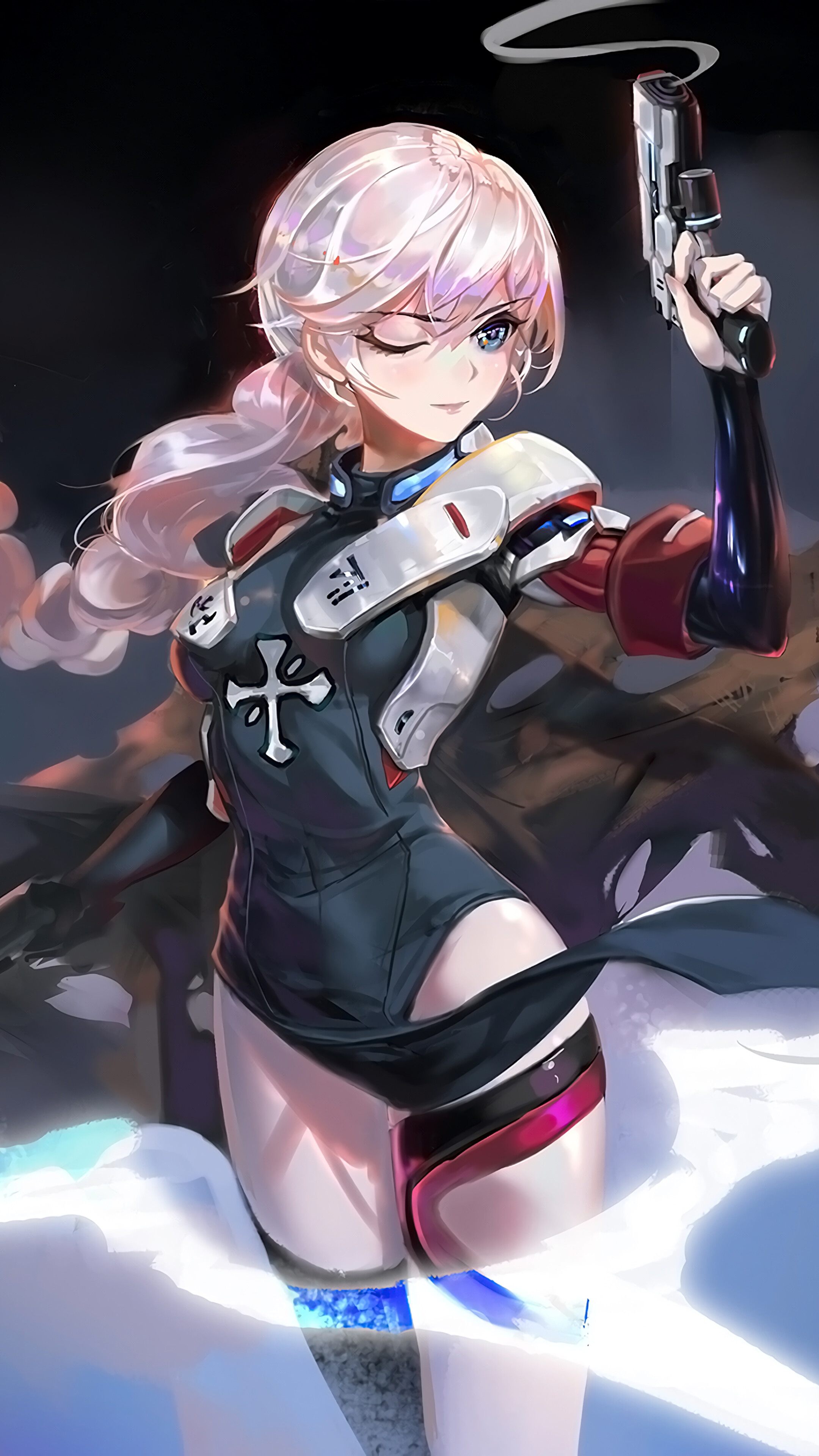 Kallen Kaslana from Honkai Impact 3rd with Gun HD Phone Wallpaper
