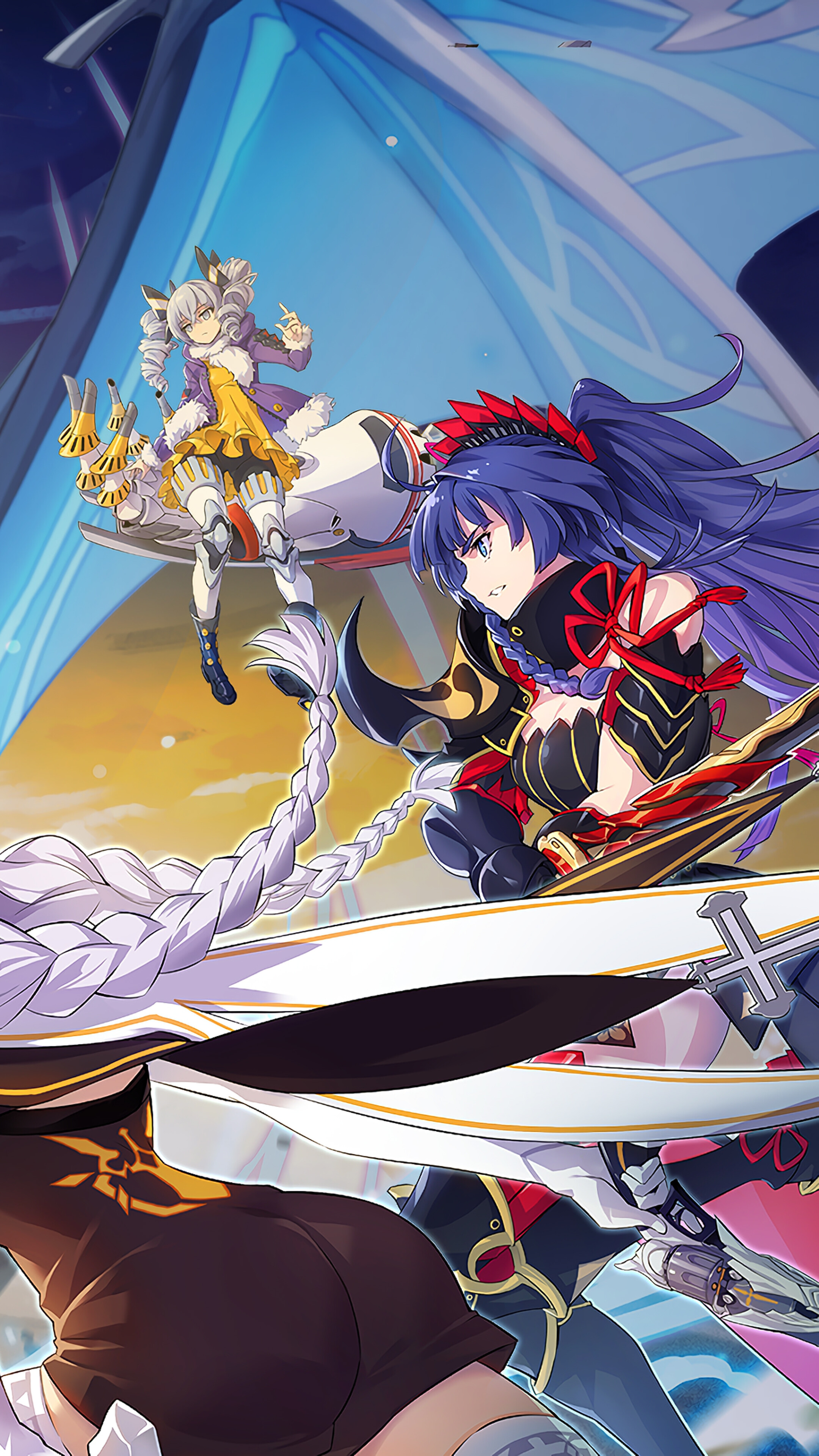 Anime girls in battle, Honkai Impact 3rd, 4K HD Phone Wallpaper