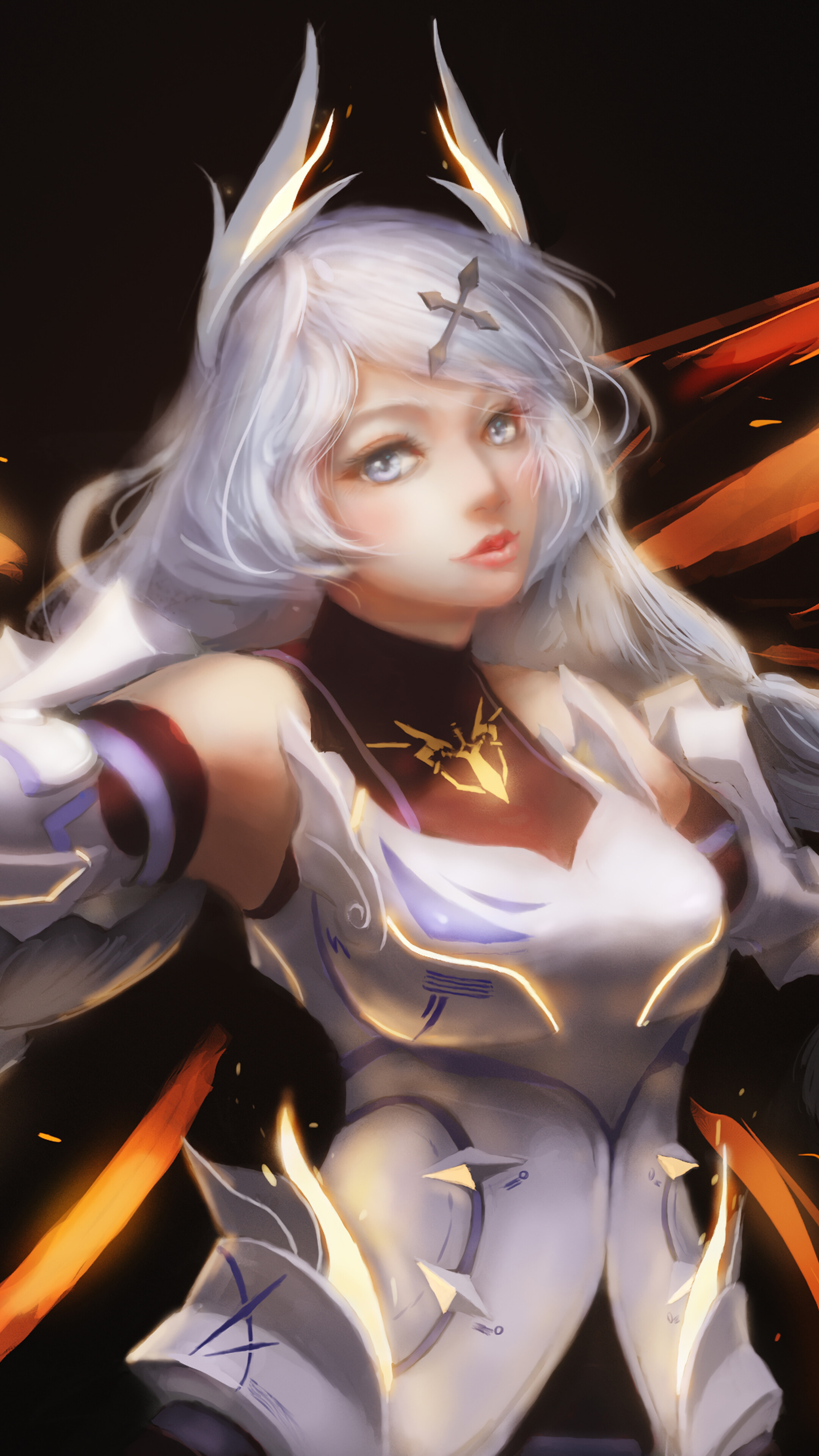 Kiana from Honkai Impact 3rd in white armor HD Phone Wallpaper