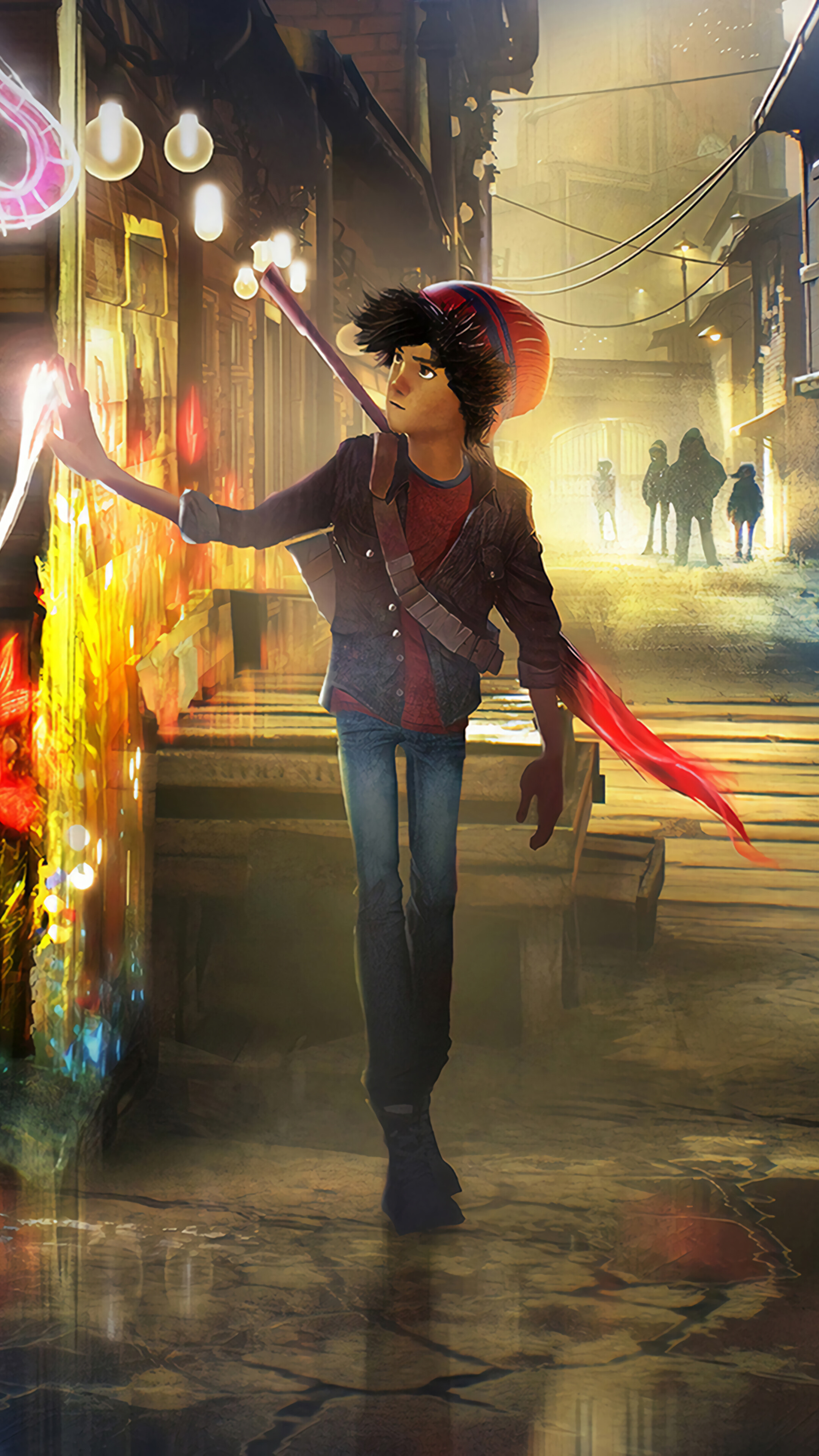 Ash from Concrete Genie in a street HD Phone Wallpaper
