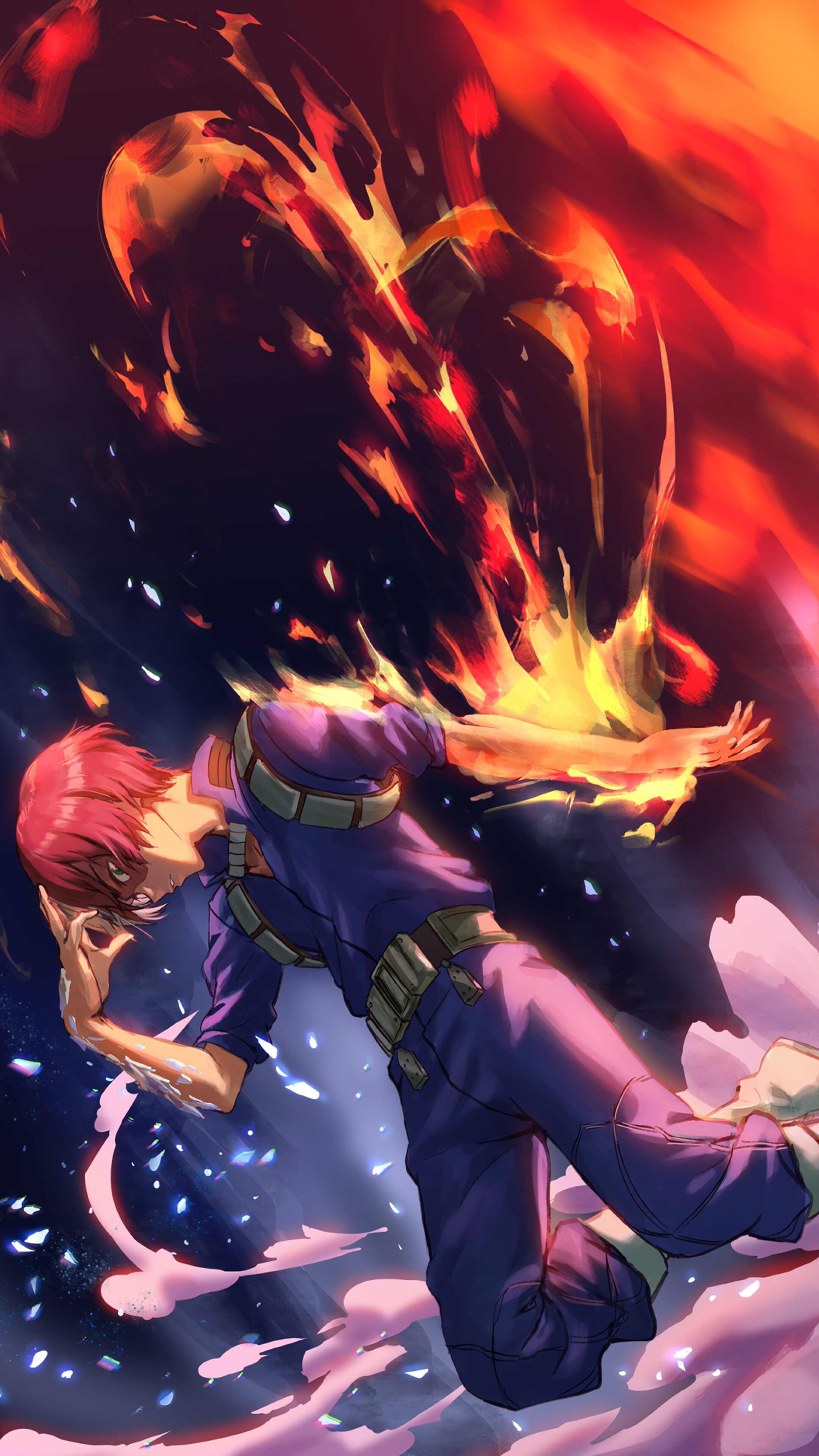 Shoto Todoroki, Fire, [My Hero Academia], 4k HD Phone Wallpaper