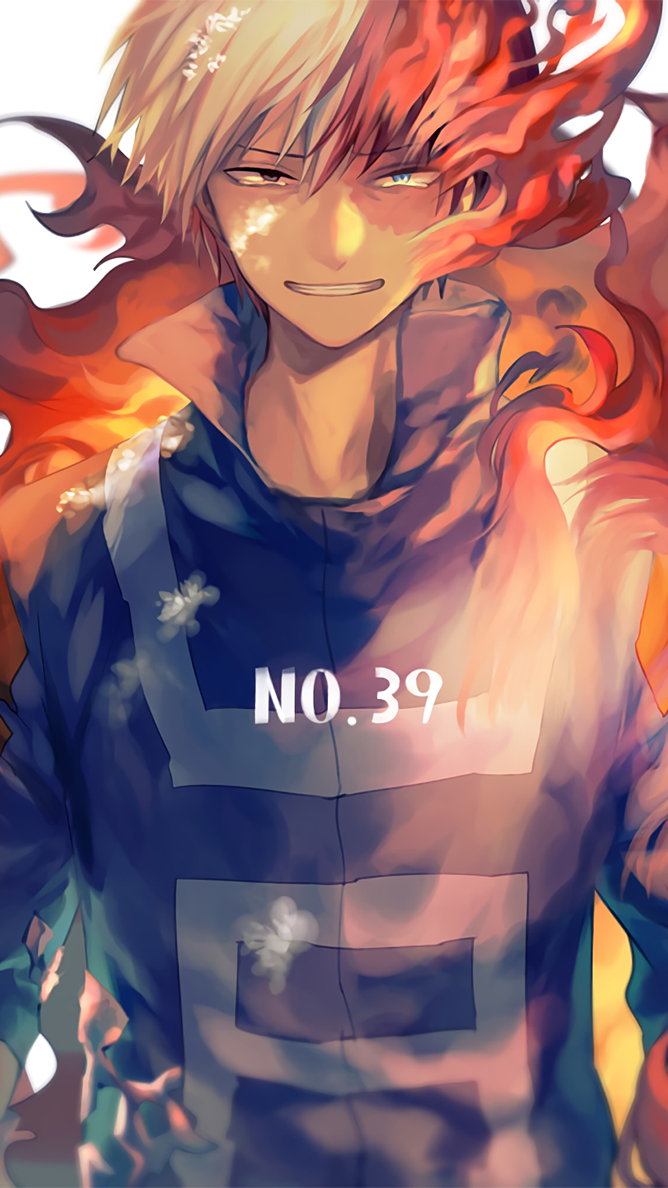 Shoto Todoroki from My Hero Academia with Fire and Ice HD Phone Wallpaper