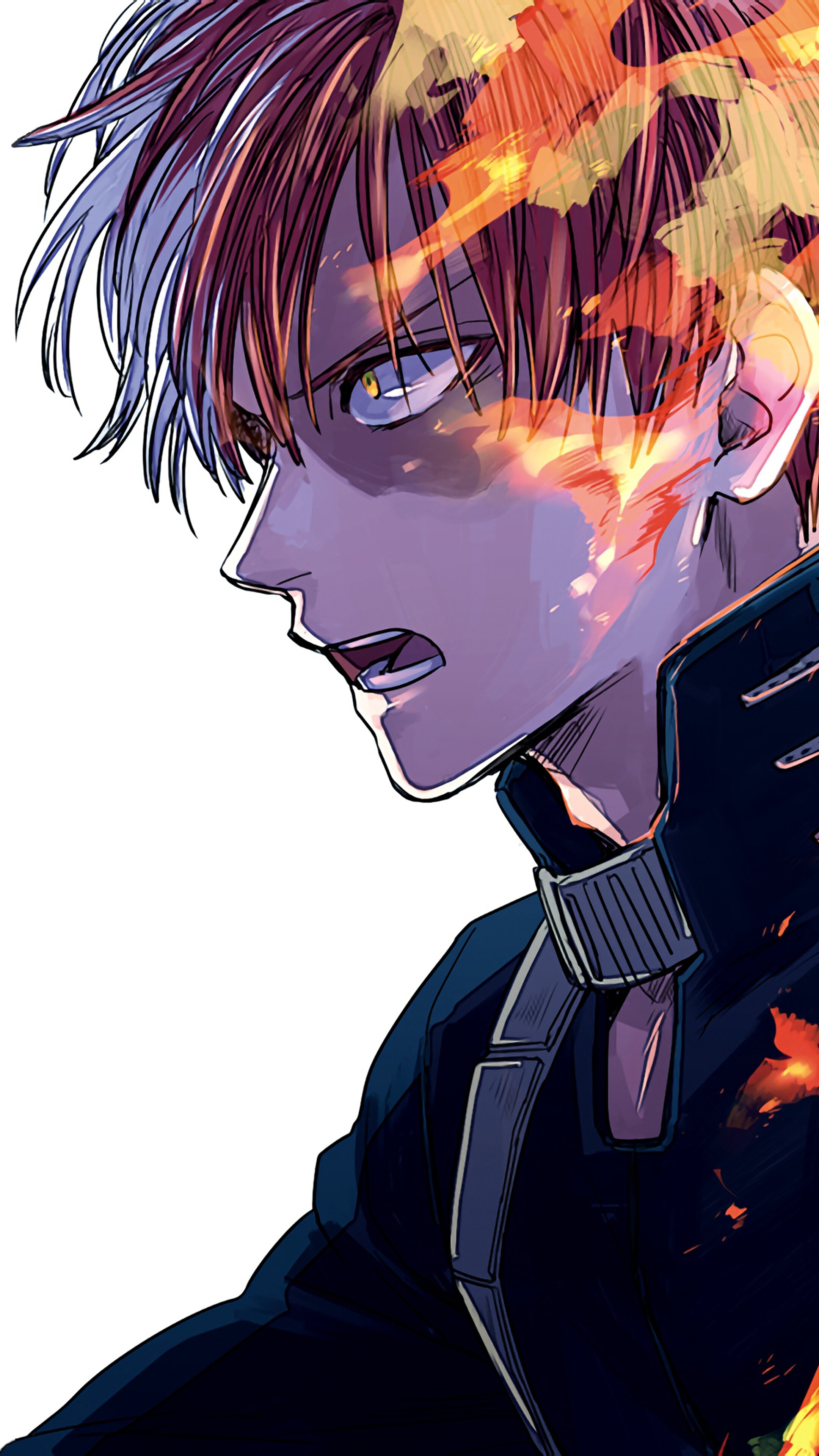 Shoto Todoroki from My Hero Academia with Flames HD Phone Wallpaper