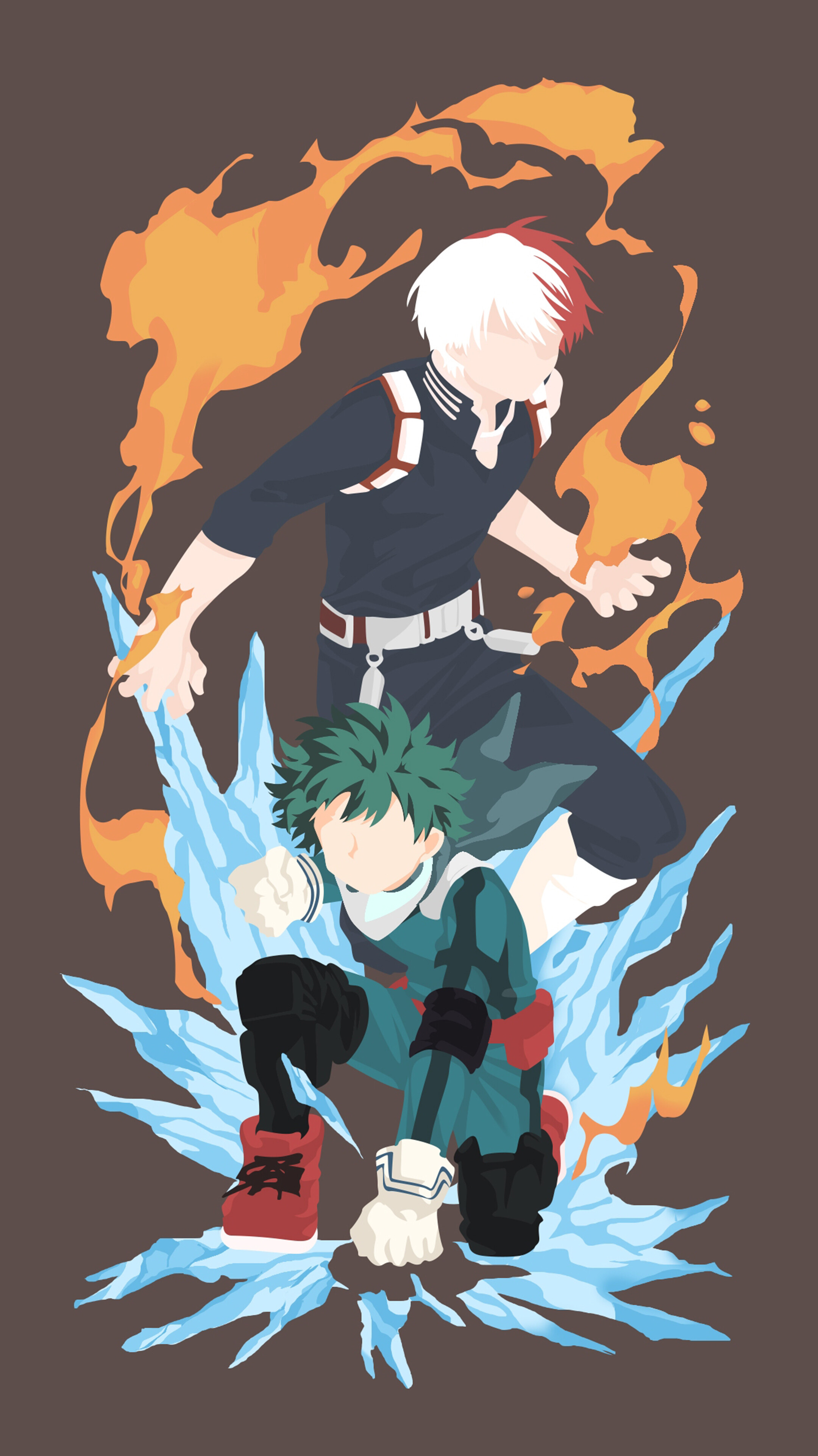 Shoto Todoroki, Izuku Midoriya, Minimalist, [My Hero Academia], 4k
