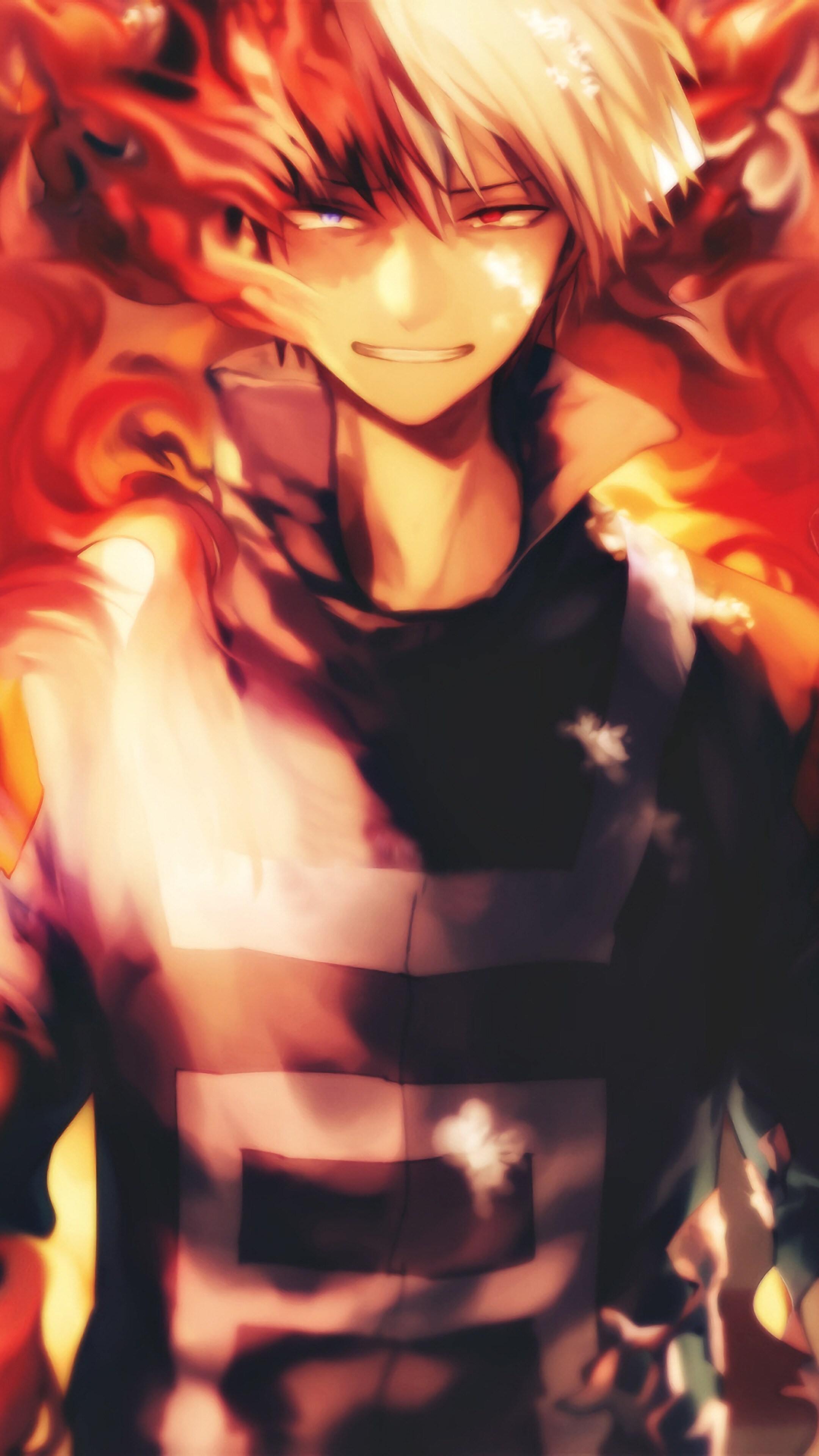 Shoto Todoroki from My Hero Academia with Fire 4K HD Phone Wallpaper