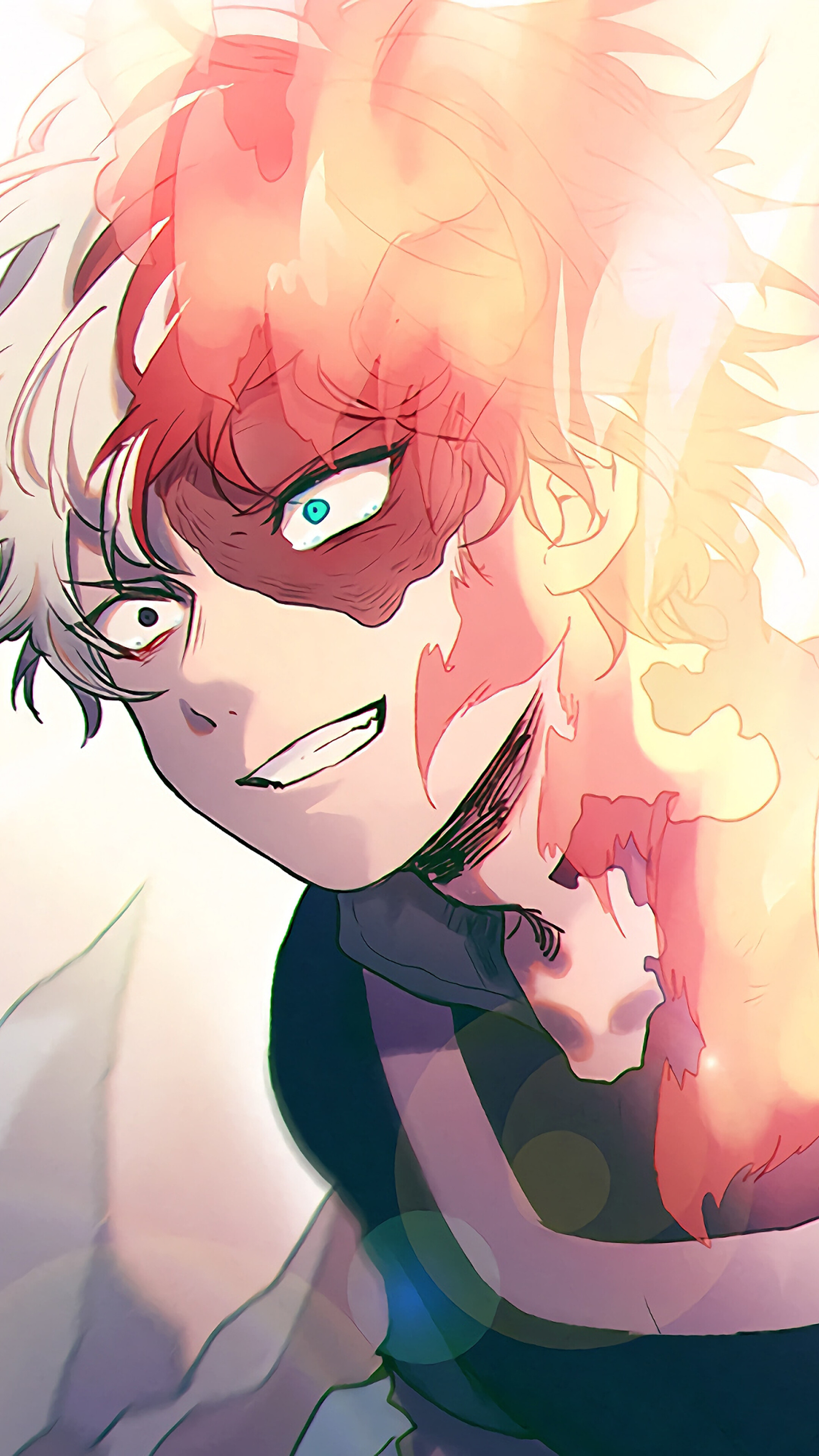 Shoto Todoroki from My Hero Academia with Fire HD Phone Wallpaper