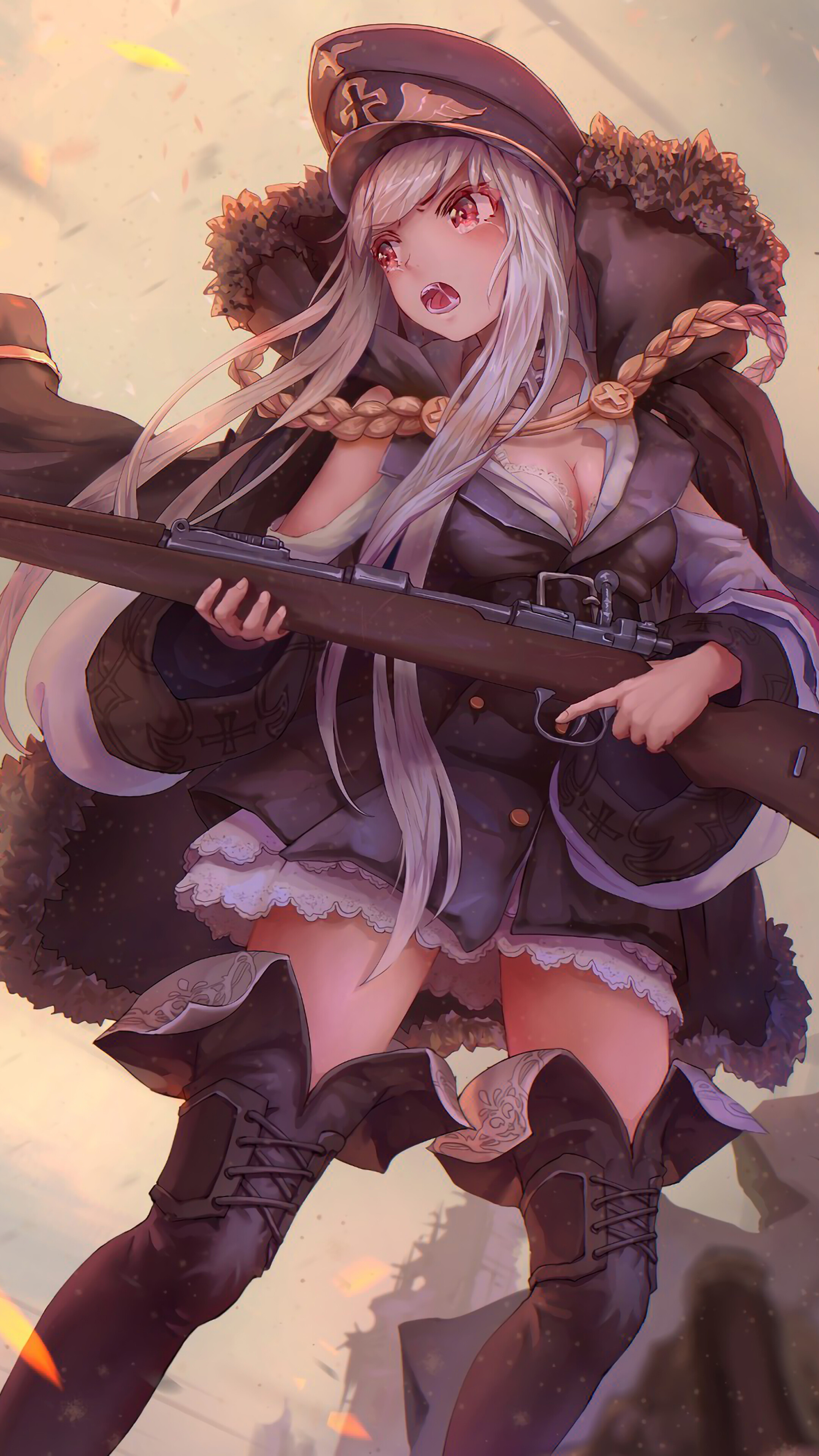 Anime girl with rifle from Girls Frontline 4K HD Phone Wallpaper